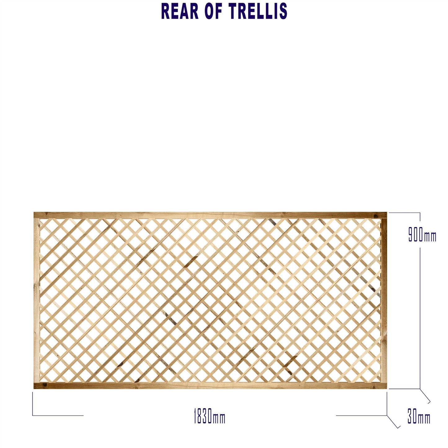 Premier Elite Alderley Rounded Edge Smooth Lattice Trellis Pressure Treated Fence Topper Panel or Wall Climber Width: 6ft (183cm) x Height: 3ft (90cm | 900mm) Standard 40mm x 40mm Hole Design