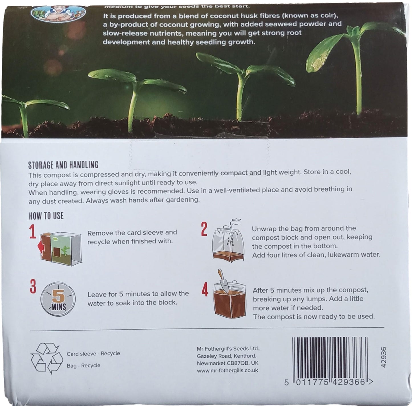 Mr Fothergills Peat-Free Enriched Seed Compost, 10 L