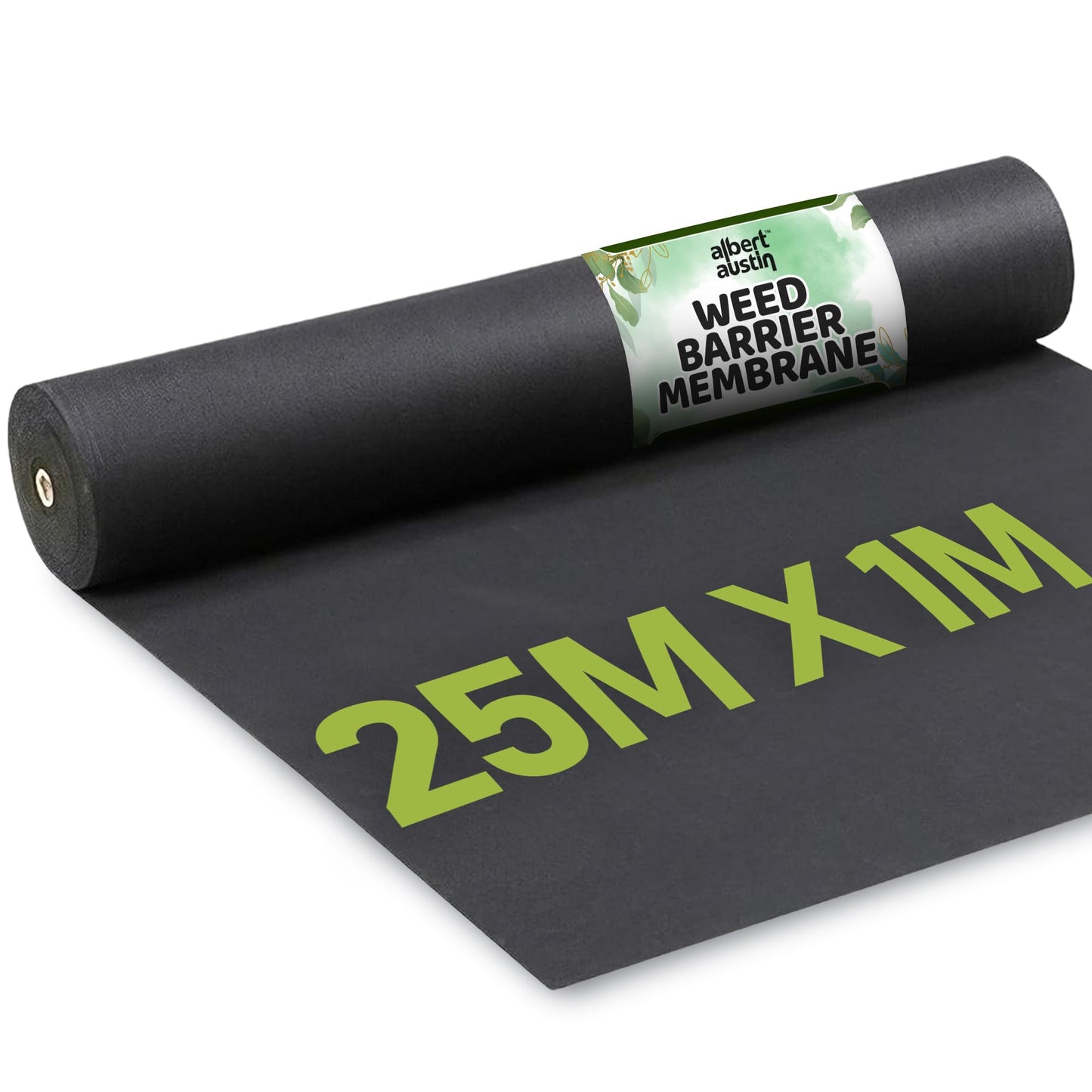 Albert Austin Weed Control Membrane Durable Weed Barrier Fabric UV Stabilised Weed Barrier Breathable Customisable Garden Membrane Roll for Pathways Flower Beds and Vegetable Gardens (25m x 1m)