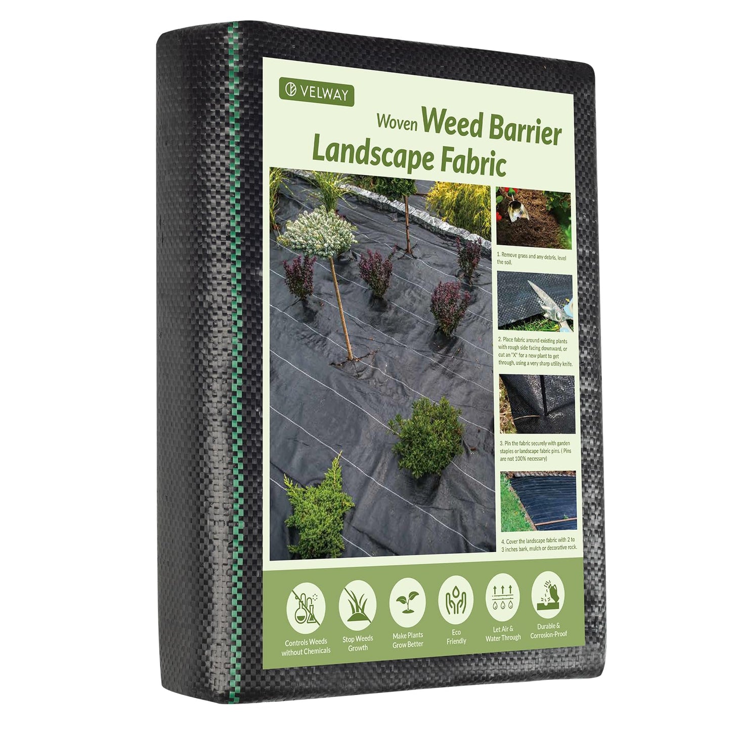 Velway Weed Control Membrane Heavy Duty - 1x10M Weed Control Barrier Fabric Landscape Ground Cover for Artificial Grass Patios Paths Flower Beds - Weed Suppressant Membrane