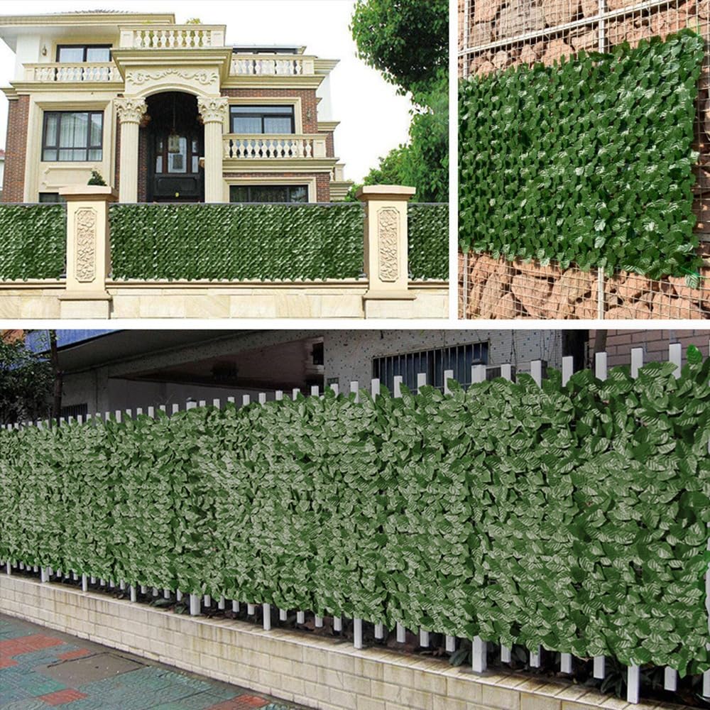 Baketron Trellis with Artificial Leaves, Artificial Ivy Leaf Hedge Fence,UV Fade Protection Privacy Hedging Wall Landscaping Garden Fence Balcony Screen,Fake Leaf Screen Home Garden(0.5 * 1M)