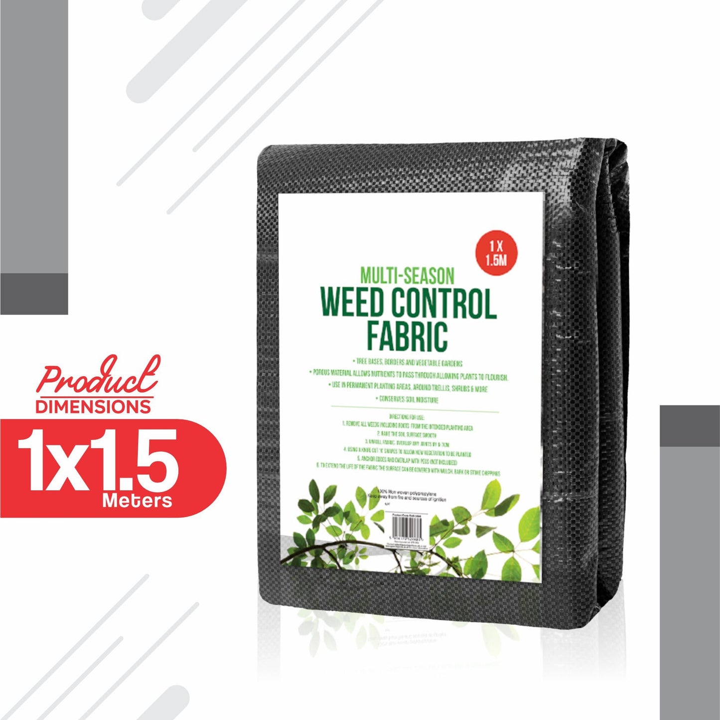 NIMVONA Weed Control Fabric Heavy Duty Weed Suppressant Membrane Weed Barrier Garden Ground Cover Membrane Liner Water Permeable Fabric For Patios Flower Beds Landscaping Pathways 1mx1.5m (1pk)