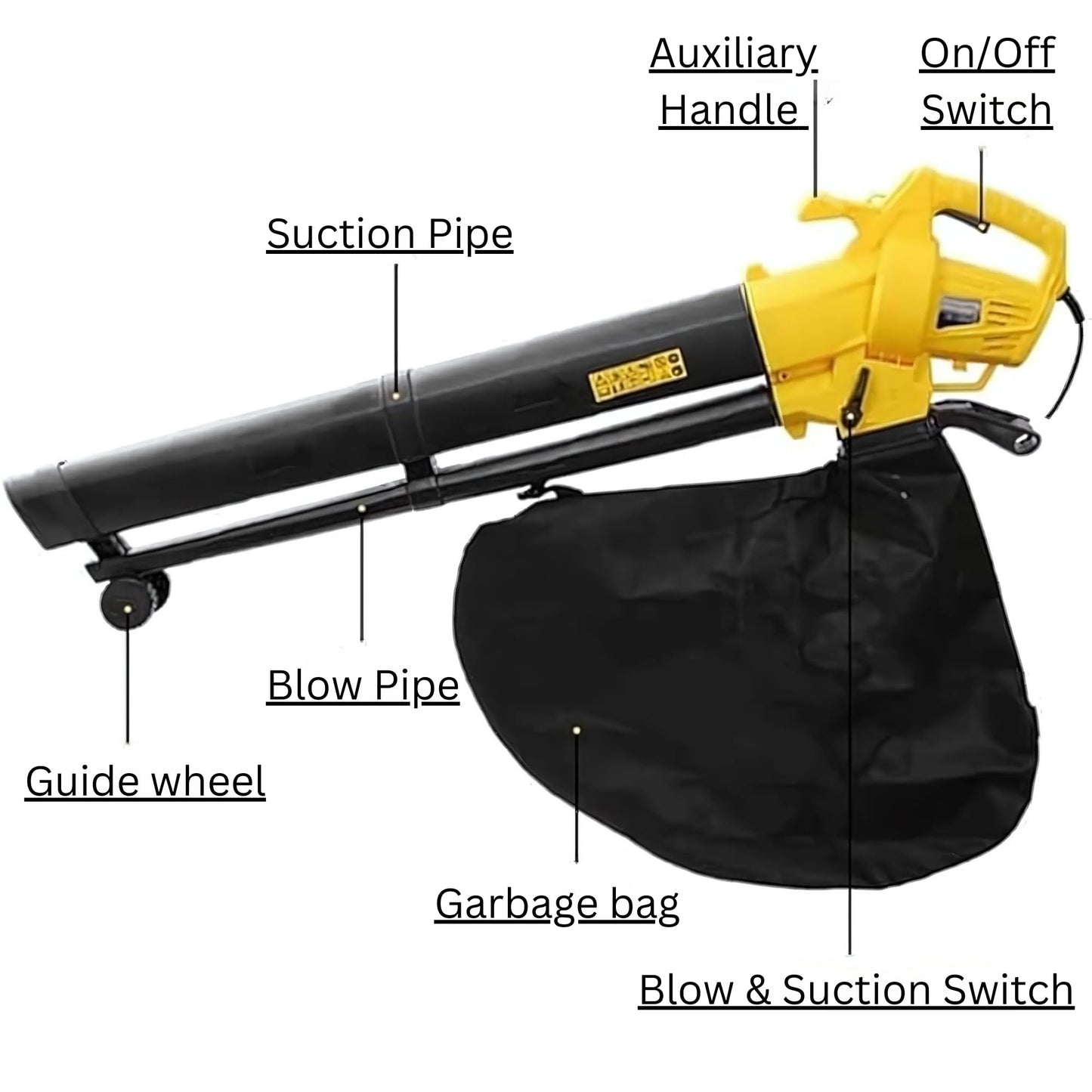 Straame 3-in-1 Lightweight Leaf Blower, Garden Vacuum & Mulcher – 3000W, 40L Bag for Easy Clearing of Leaves & Waste in Garden, Patio & Driveway – Corded Electric Leaf Blower with Adjustable Speed