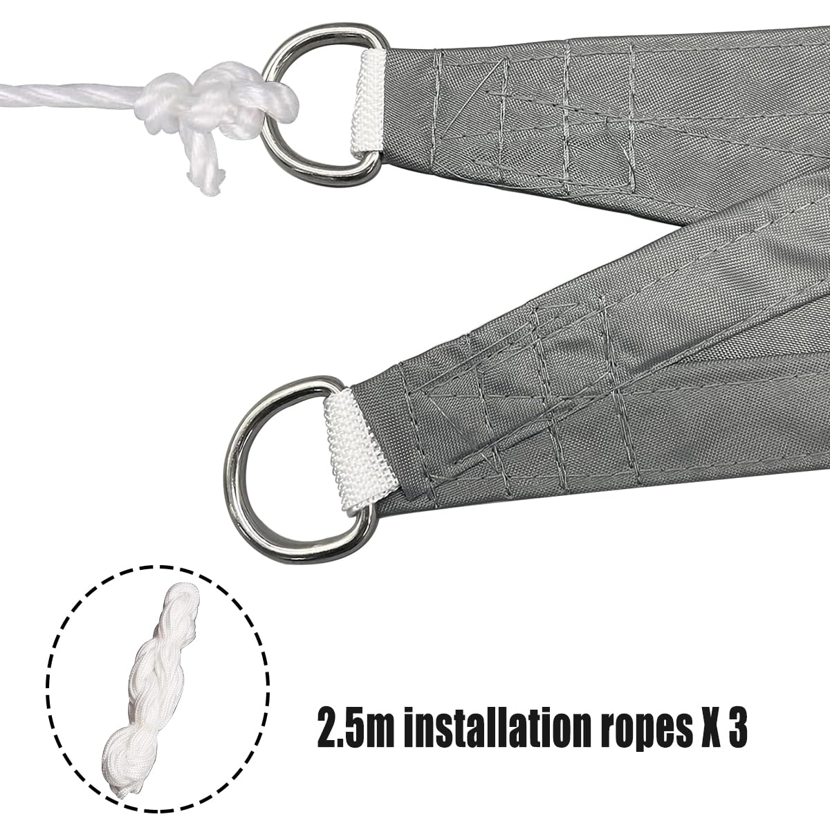 Triangle Sun Sail Shade Waterproof, 3mX3mX4m Grey Garden Sail Right Angle Garden Canopy with 4 Sizes Optional, 3 Ropes, UV Block, Patio Sunshade Sunscreen Awnings Hot Tub Shelter for Outdoor