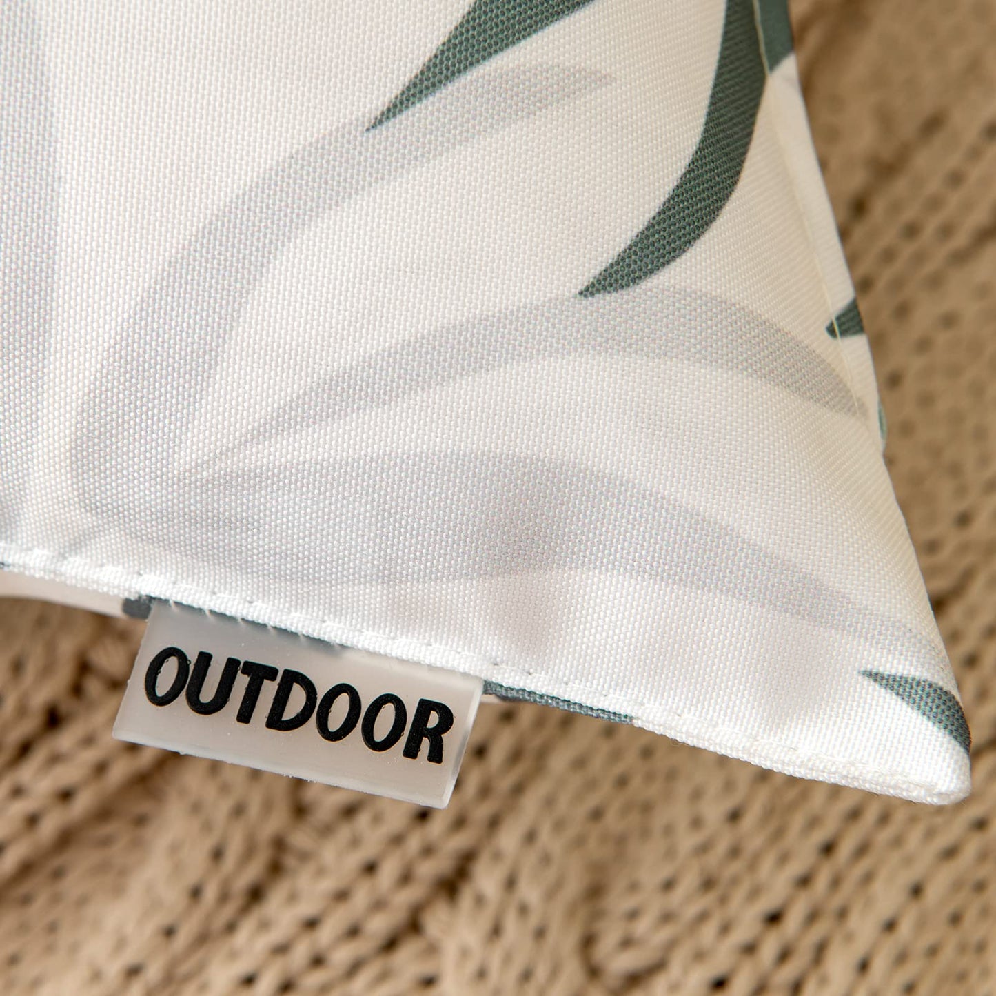 MIULEE Outdoor Cushion Covers Waterproof Polyester Throw Pillow Cover Square Decorative Pillowcase with Leaf Patterns for Garden Sofa Livingroom Bedroom Tent Park 2 Pieces 18x18 Inch Green Grey