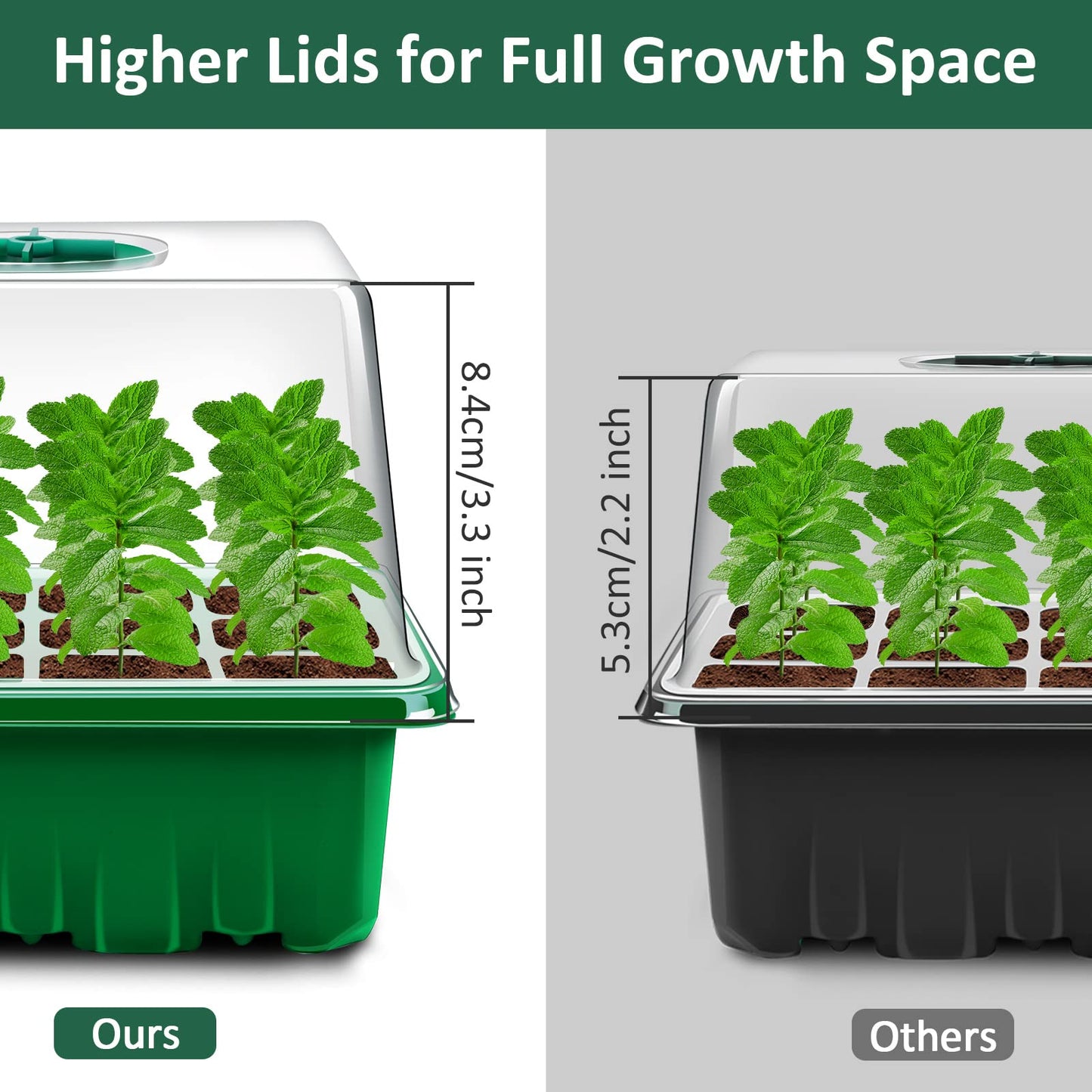 Verdenu Seed Trays, 6 PCS Propagator Kit with Heightened Lids, Seedling Starter Growing Trays with 6 Gardening Tools, and Adjustable Ventilation for Greenhouse Plant Germination
