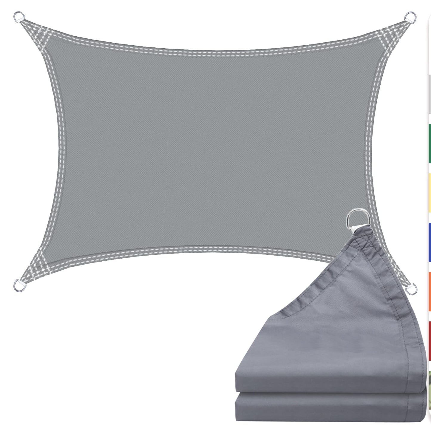 Sun Shade Sail 1m x 1m Rectangular Sunscreen Waterproof Awning Canopy, 180g/㎡ Shade Cover UV Block with Free Rope for Outdoors Activities, Garden, Patio, Yard, Party. (Gray)