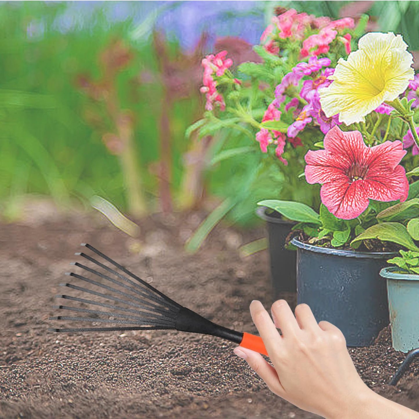 Garden Rake,Hand Rake,Rake for Gardening,Mini Grass Rake,Horse Poo Picker,Durable, Long-Lasting Gardening Tool