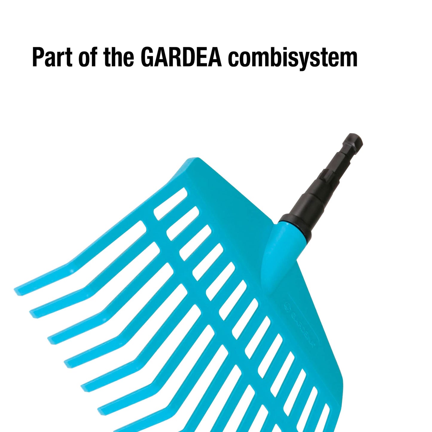 GARDENA combisystem plastic Broom: The light and handy rake for small garden areas, high-quality plastic prongs, width 27 cm, suitable for all cs-stalks (3105-20), turquoise