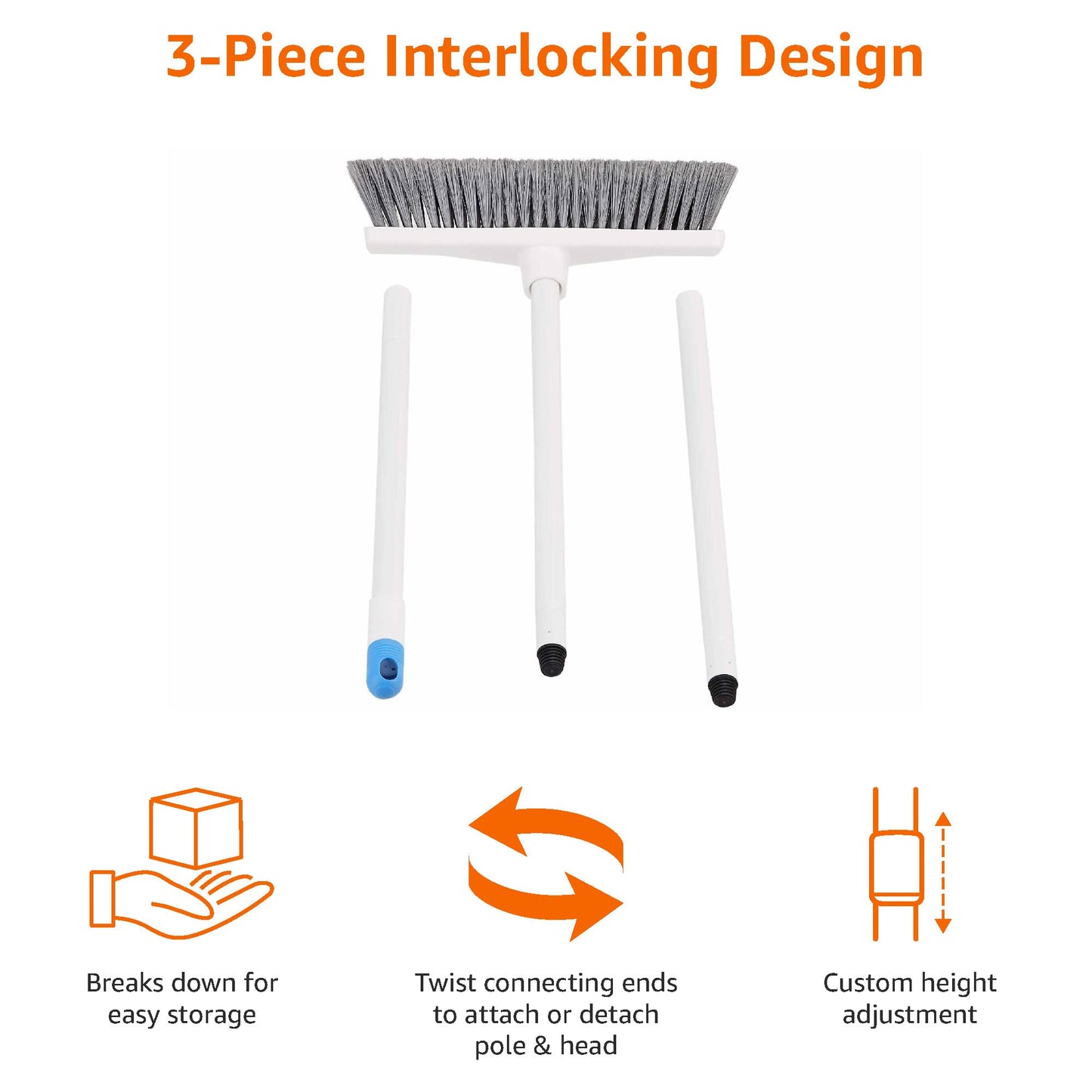 Amazon Basics Angled Push Broom, Blue&White