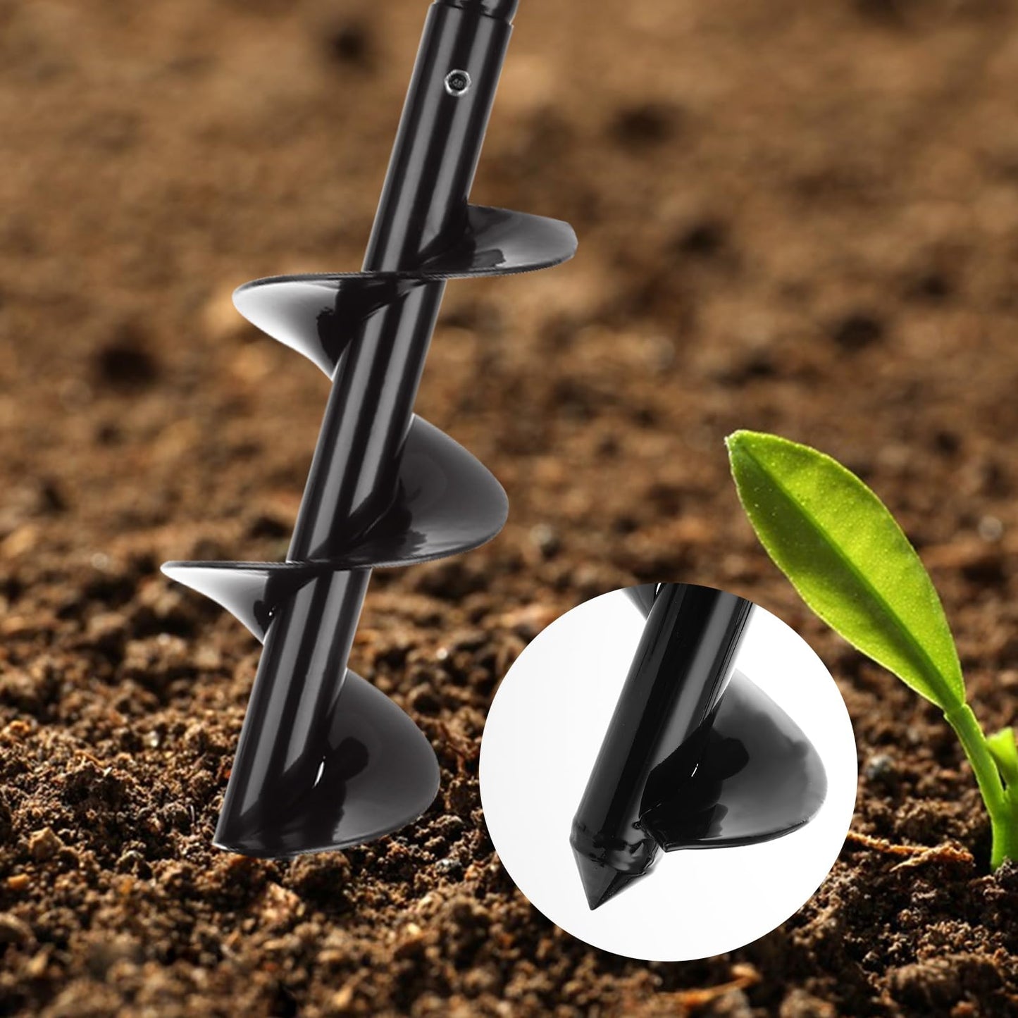 YAYODS Fence Auger Post Hole Digger, 60cm Manual Auger Drill Bit with Non-Slip Handle, Adjustable Length Steel Post Hole Auger, Earth Auger for Planting Bulbs Seedling and Garden Post Holder