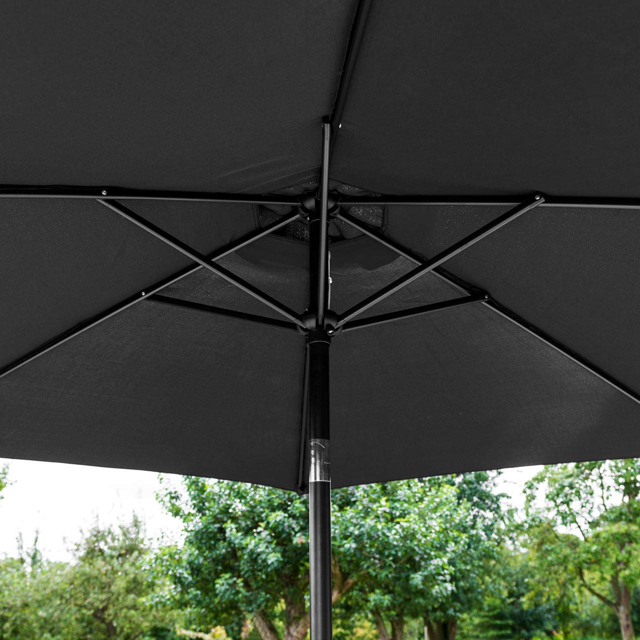 Harrier 2.7m Garden Parasol with Crank Handle & Tilt Function [5 Colour Options] – Outdoor Garden Patio Umbrella with Optional Waterproof Cover (Black, Parasol Only)