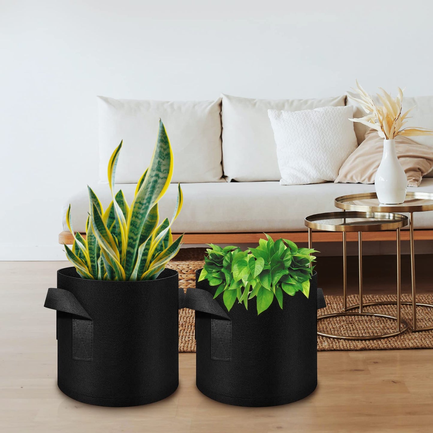 WHATWEARS 12-Pack 10 Gallon Plant Grow Bags, Thickened Nonwoven Fabric Pots with Handles, Vegetable Planter Bags Containers, Cloth Planters for Garden Vegetable/Flower/Plant/Fruits Outdoor (Black)