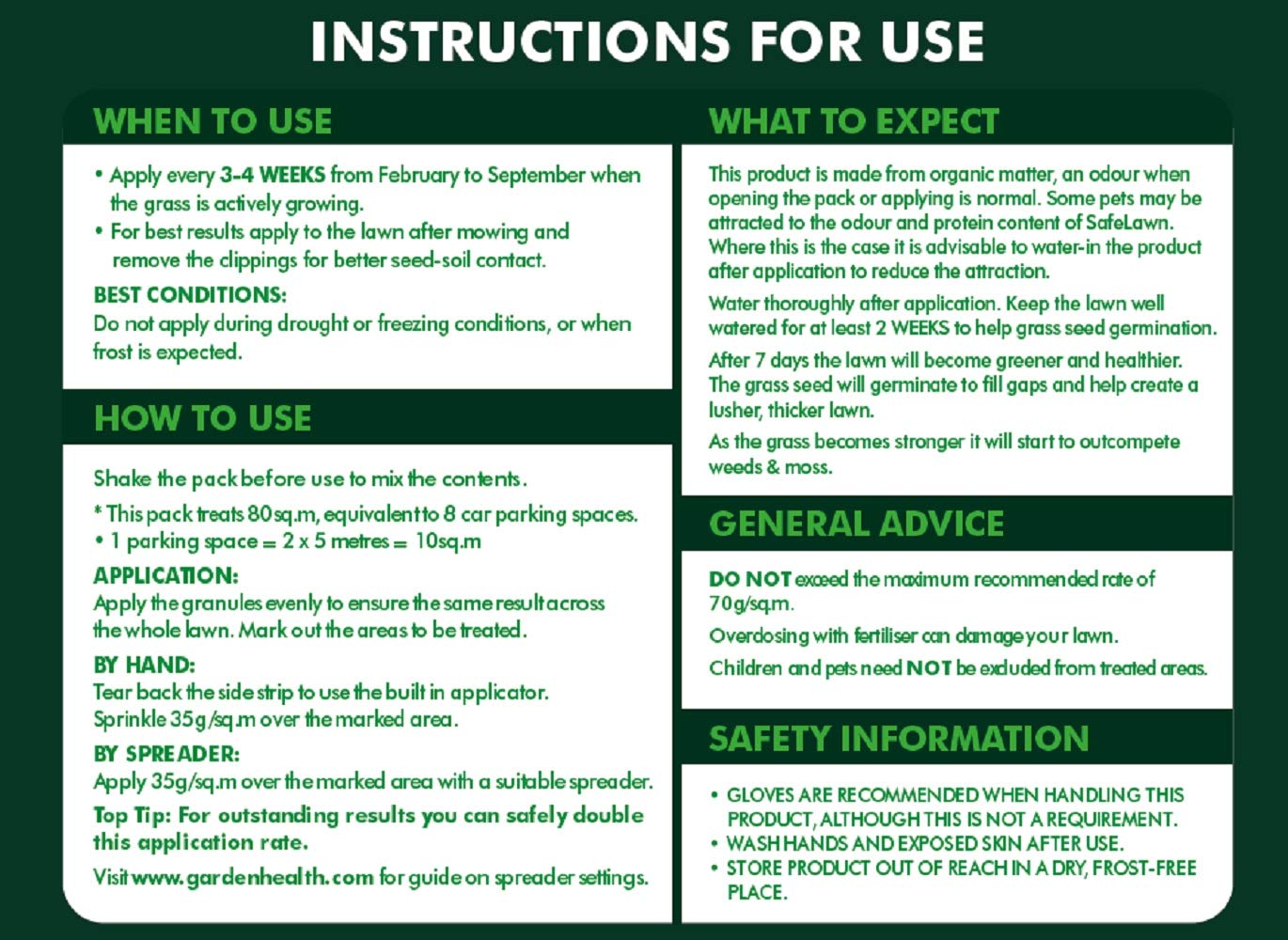 Westland SafeLawn Child and Pet Friendly Natural Lawn Feed 400 m2, Green, 14 kg