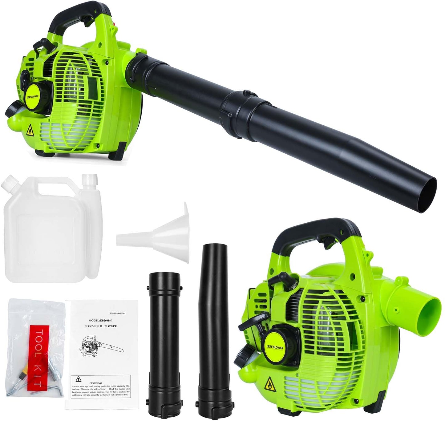 Cordless Petrol Leaf Blower, 26cc Snow Grass Lawn Blowers, Vacuum Powerful 2 Stroke Air Cooled Engine, Portable Handheld, For Blowing Leaves, Wood Chips, Dust, Garden Debris, Grass Cuttings (Green-A)