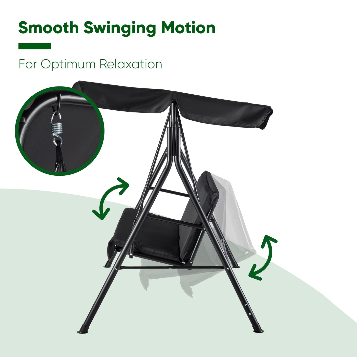 Outdoor Garden Swing Bench with Padded Seat and Water Resistant Shade Canopy 3 Seat Patio Swinging Bench for Garden Yard Outside