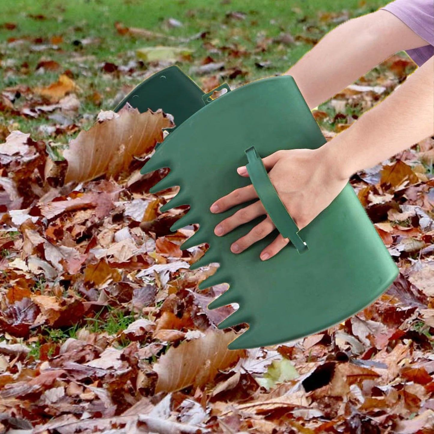 Ragyzity Leaf Scoop Leaves Grabber, 2pcs Handheld Hazelnut Leaf Scoop, Garden and Yard Leaf Scoops Hand Rakes, Plastic Garden Hand Rake Large Leaf Grabber Picking Up Yard Leaves, Grass Clippings