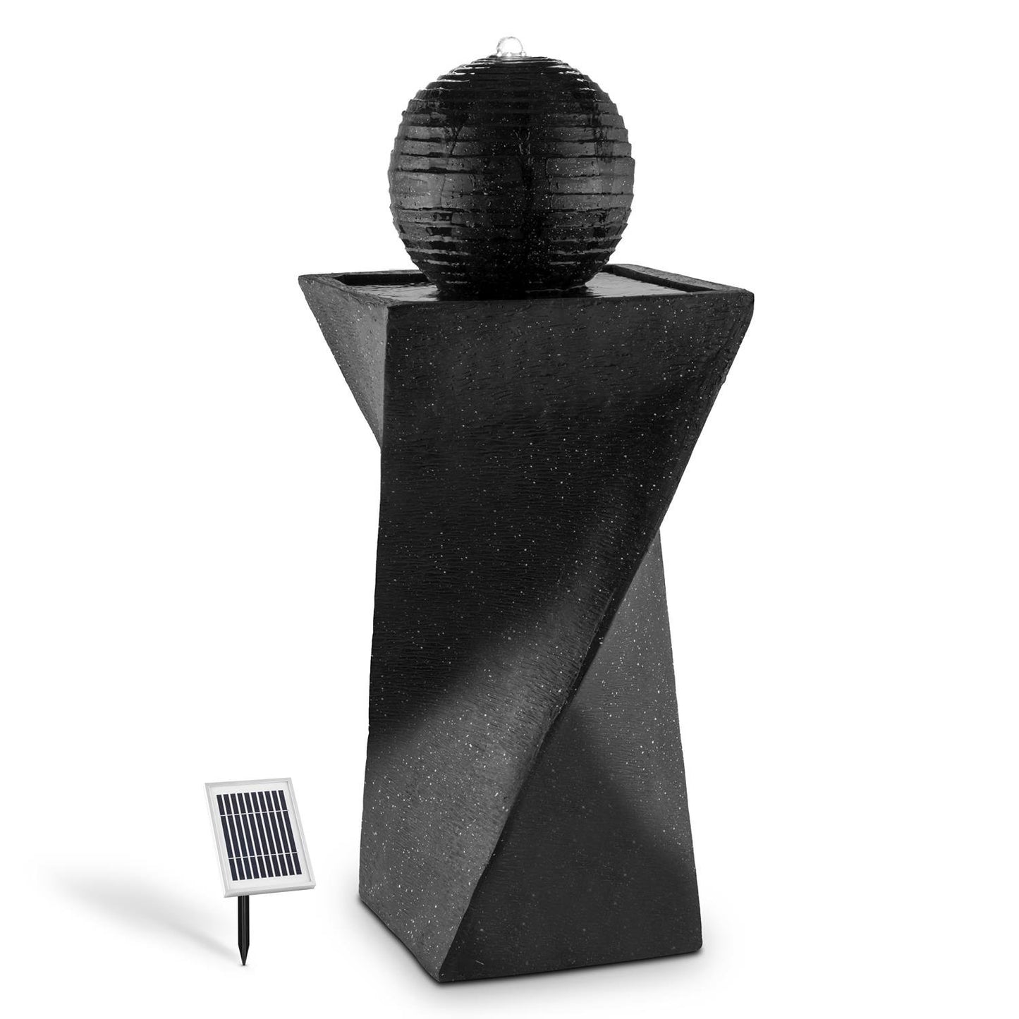 Blumfeldt Schönbrunn Sphere Fountain - Solar Power, For Gardens Terraces Green Areas, Environmental-Friendly, 2W Solar Panel, 300cm² Photovoltaic Surface, 200 l/h Pump, LED, Black