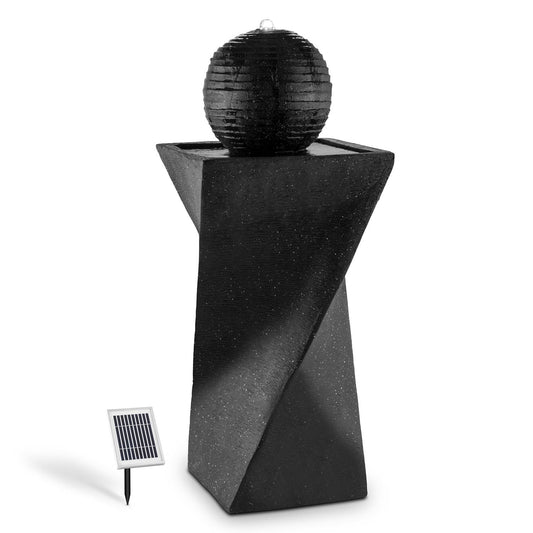 Blumfeldt Schönbrunn Sphere Fountain - Solar Power, For Gardens Terraces Green Areas, Environmental-Friendly, 2W Solar Panel, 300cm² Photovoltaic Surface, 200 l/h Pump, LED, Black