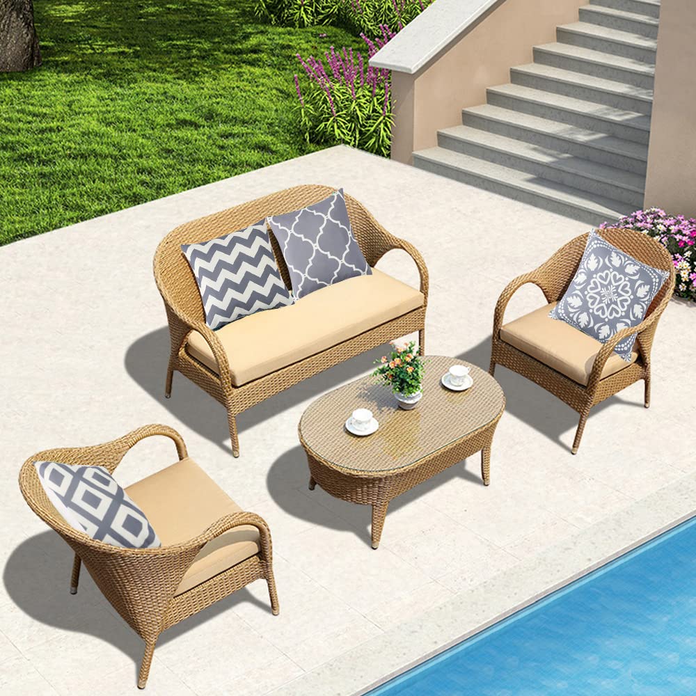 Outdoor Cushions Cover Waterproof, Outdoor Bench Seat Cushions Waterproof, Tropical Plants Waterproof Cushion Cover, Waterproof Throw Pillow Covers for Patio Garden Blench Living Room Sofa - 45 x 45cm