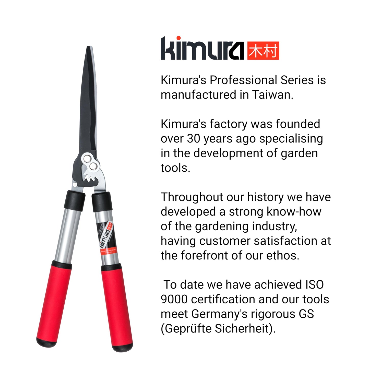 Kimura® Pro Heavy Duty Garden Shears - Premium Hedge Shears with Patented Gearing Technology, Ultra Lightweight Aluminium Handles, Japanese SK5 Steel Blades, Ideal Shears for Gardening - 560mm