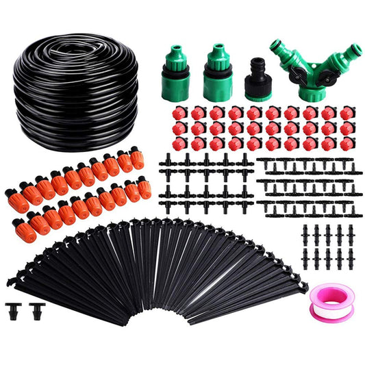 Garden Irrigation System,100ft /30M Micro Drip Irrigation Kit,DIY Plant Atomizing Nozzles Drippers Watering Drip Kit,Heavy Duty Tube Watering Tubing Hose Kit for Greenhouse,Flower Bed,Patio,Lawn