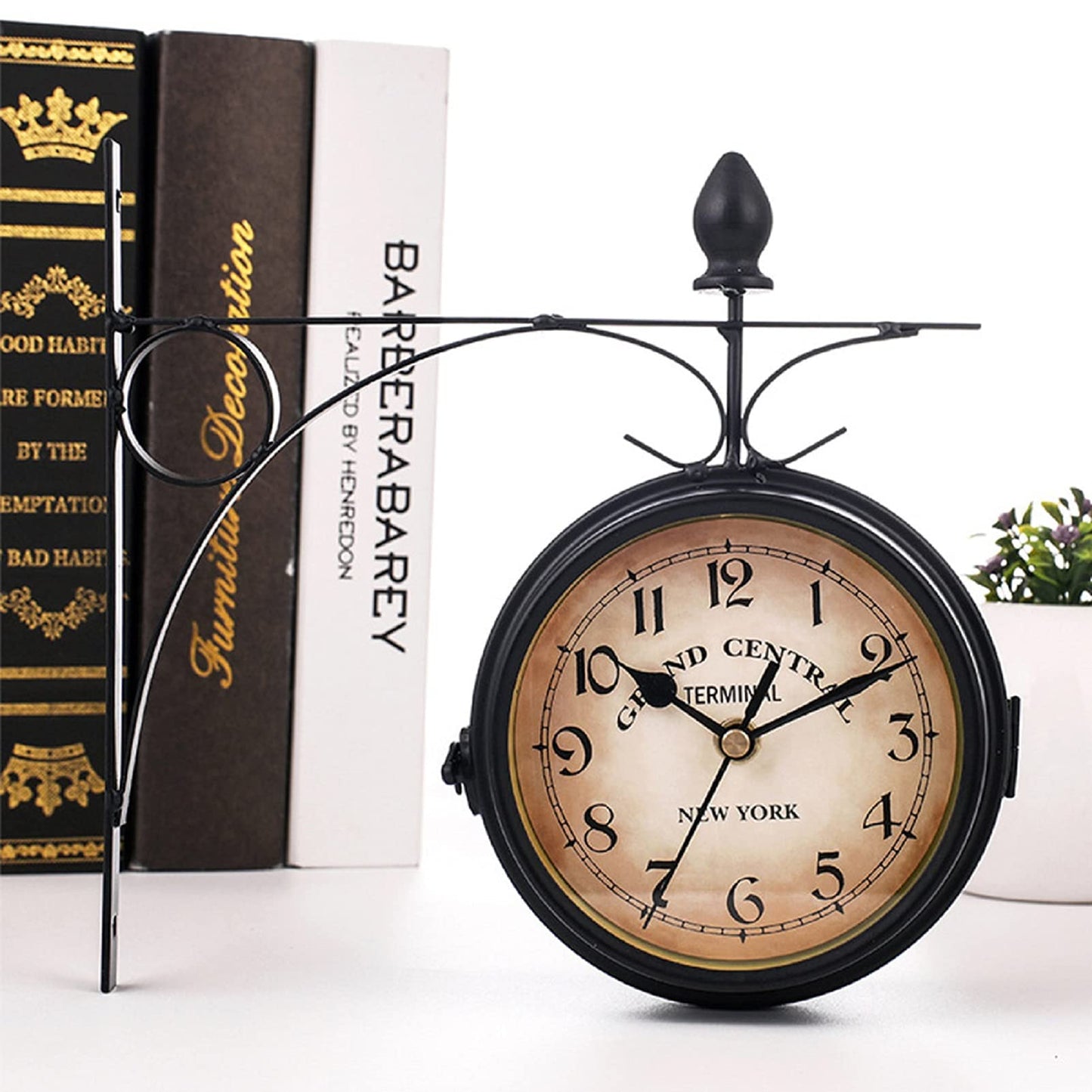 Youyijia Double Sided Wall Clock 4.8 Inches Outdoor Clock Vintage Wall Mounted Garden Clock Weatherproof Fashion Design with Outside Bracket