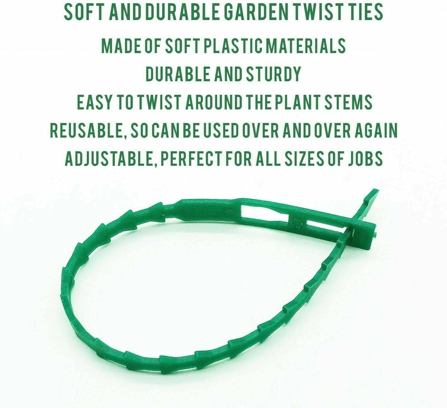 FERRIS | Ultra-Strong Garden Plant Ties for Climbing Plants | Flexible & Reusable Heavy Duty Green Shrub Ties | Multi-Purpose Use on Indoor & Outdoor Garden Plants and Trees (100, Green)