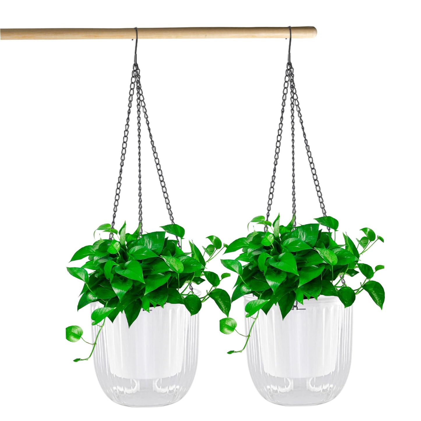 OnIUeZky Hanging Flower Pot Self-Watering Hanging Planter Hanging Baskets for Indoor Outdoor Plants Transparent 2PCS