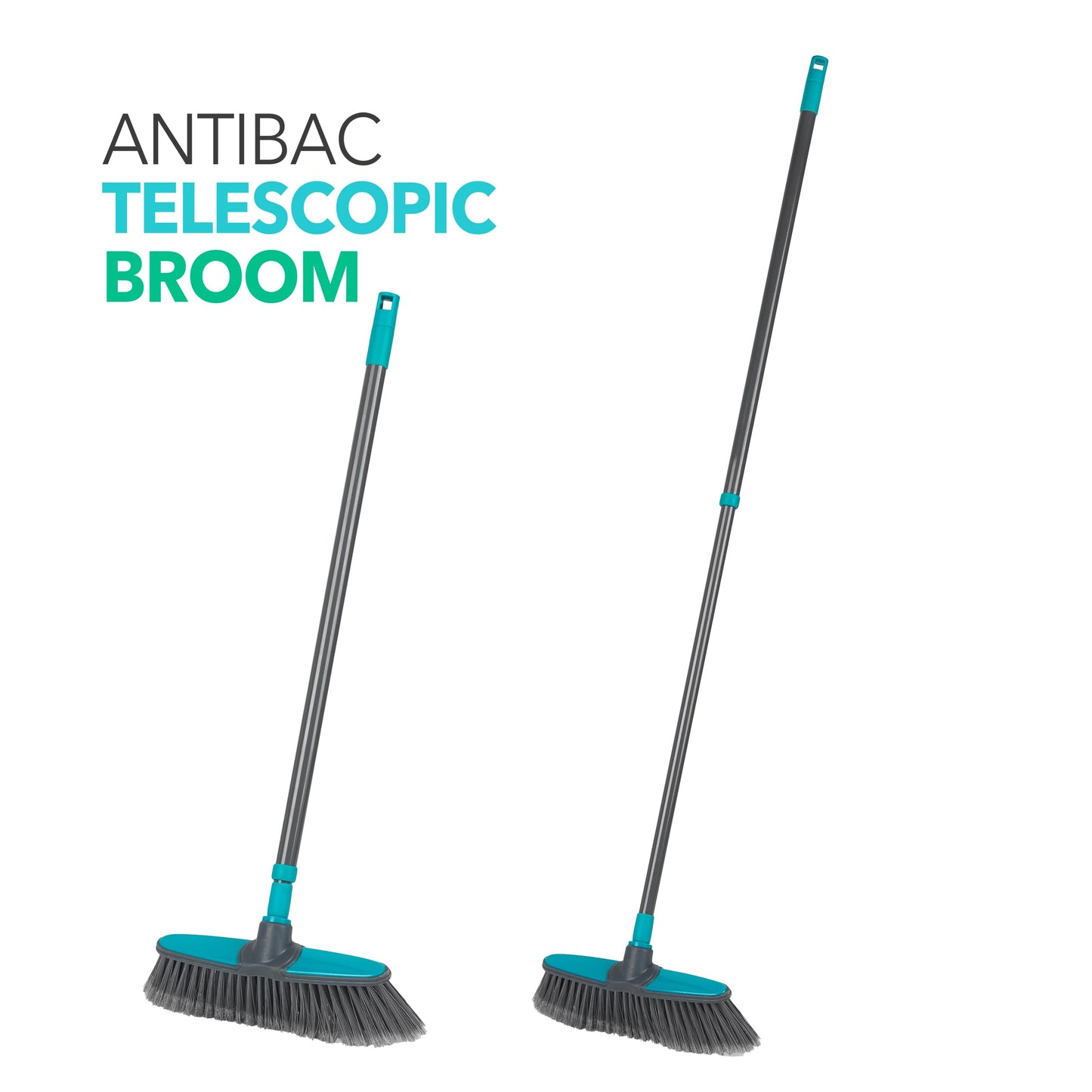 Beldray LA071199UFFEU7 Anti-bac Extendable Broom – Sweeping Brush with Soft Non-Scratch Bristles, 1.2 Metre Telescopic Handle, Treated with Anti-Bacterial Protection, Suitable for Most Hard Flooring