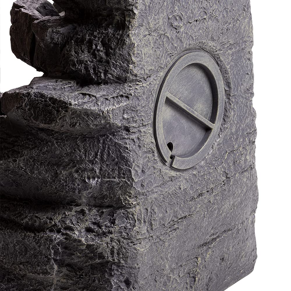 Rock Stone Cascade Water Feature with White LED Lights (70cm Tall) | 5 Tier Cascading Water Feature, Self Contained, Outdoor - 42 x 38 x 70cm