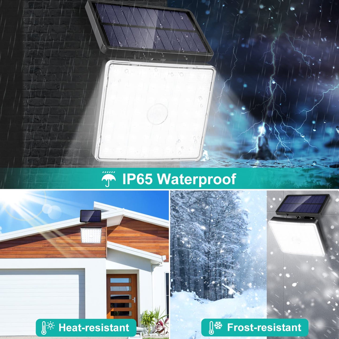 Tailcas Solar Security Lights Outdoor Motion Sensor, [4Modes/54LED] Garden, IP65 Waterproof Powered Lights, PIR Wall for Shed Fence Yard Garage Door, 2 Pack, ‎‎black