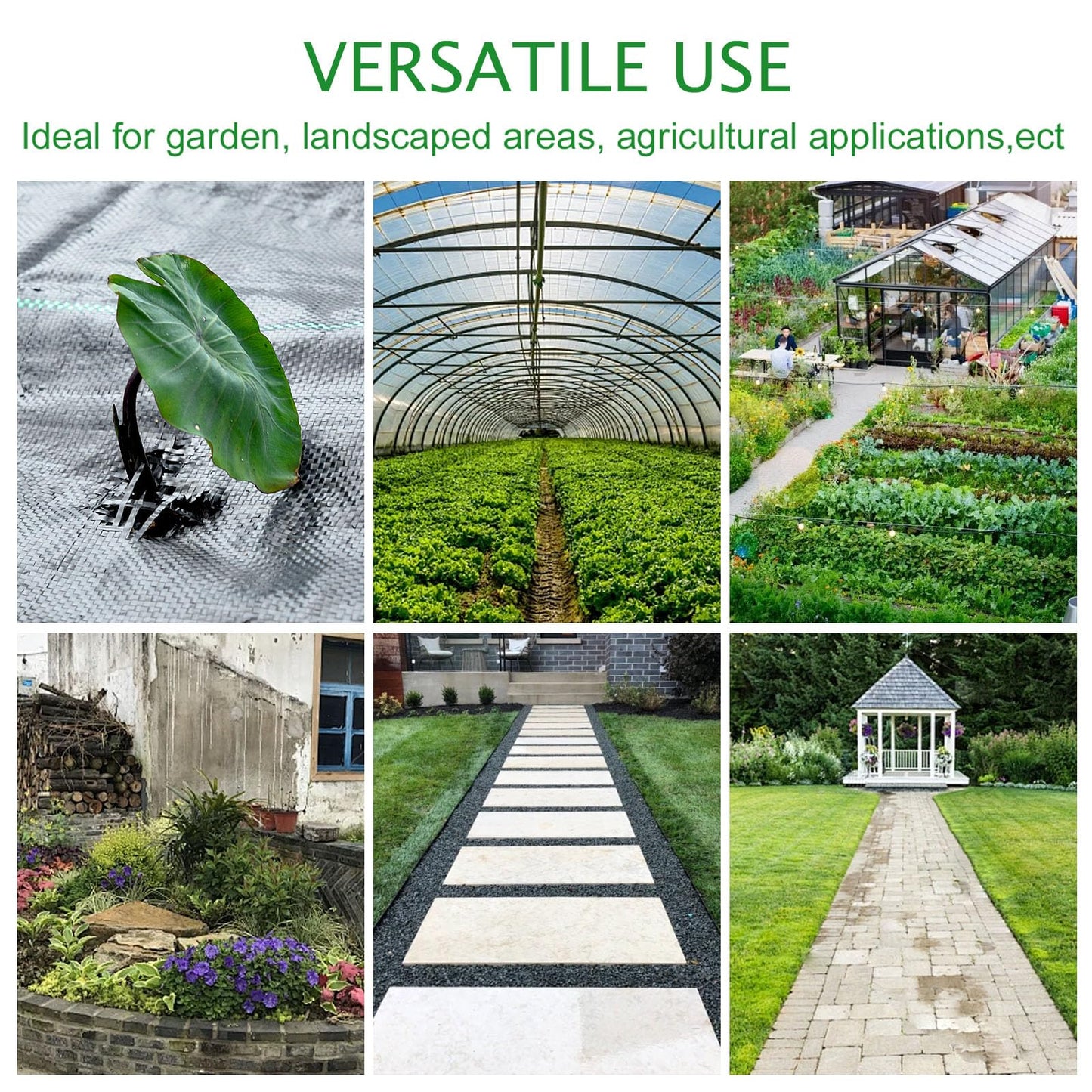 ZEAKKCEE 2M X 5M Weed Control Membrane, 90gsm Premium Heavy Duty Weed Barrier Landscape Fabric Mat, Ground Cover for Landscaping Patios Gardening Farming with 20 U-Shaped Securing Pegs Washers