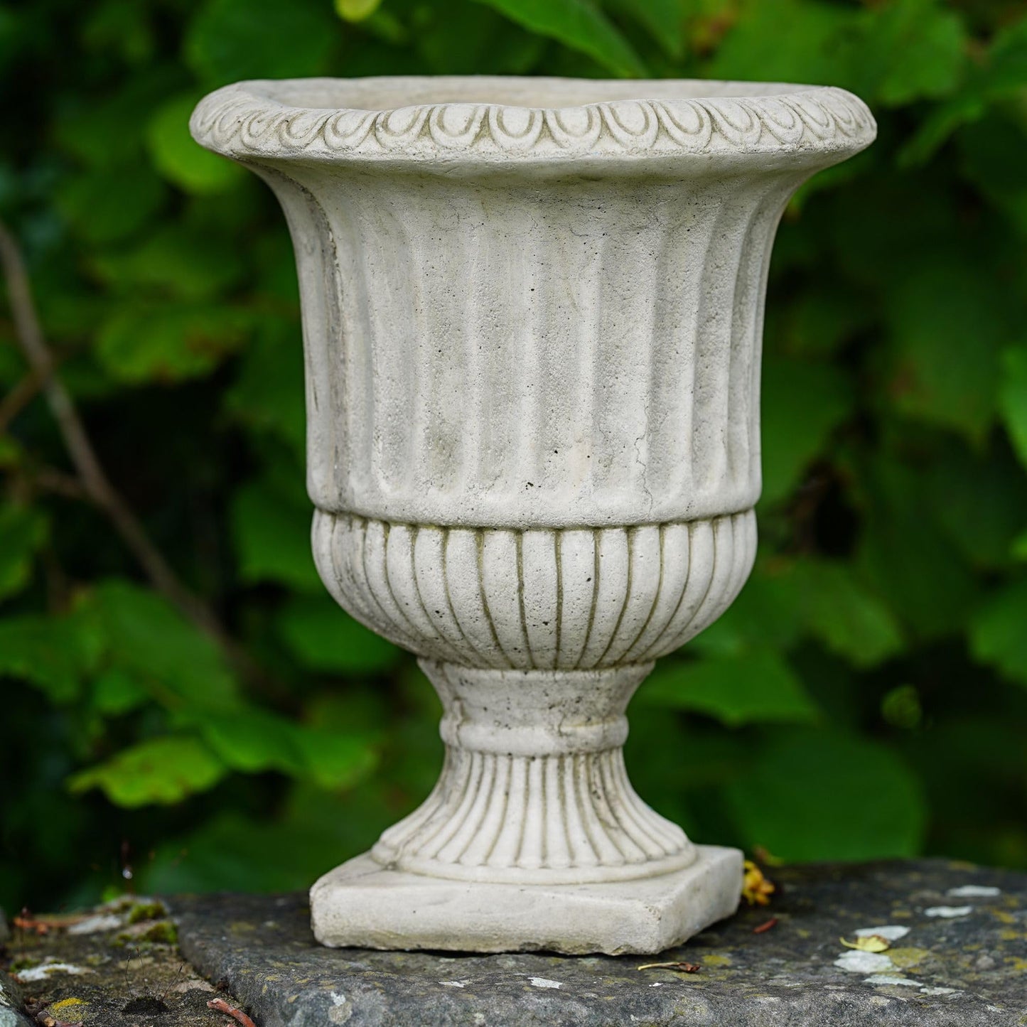 Victorian Stone Urn | Fluted Garden Statue Outdoor Classical Planter Trough Pot