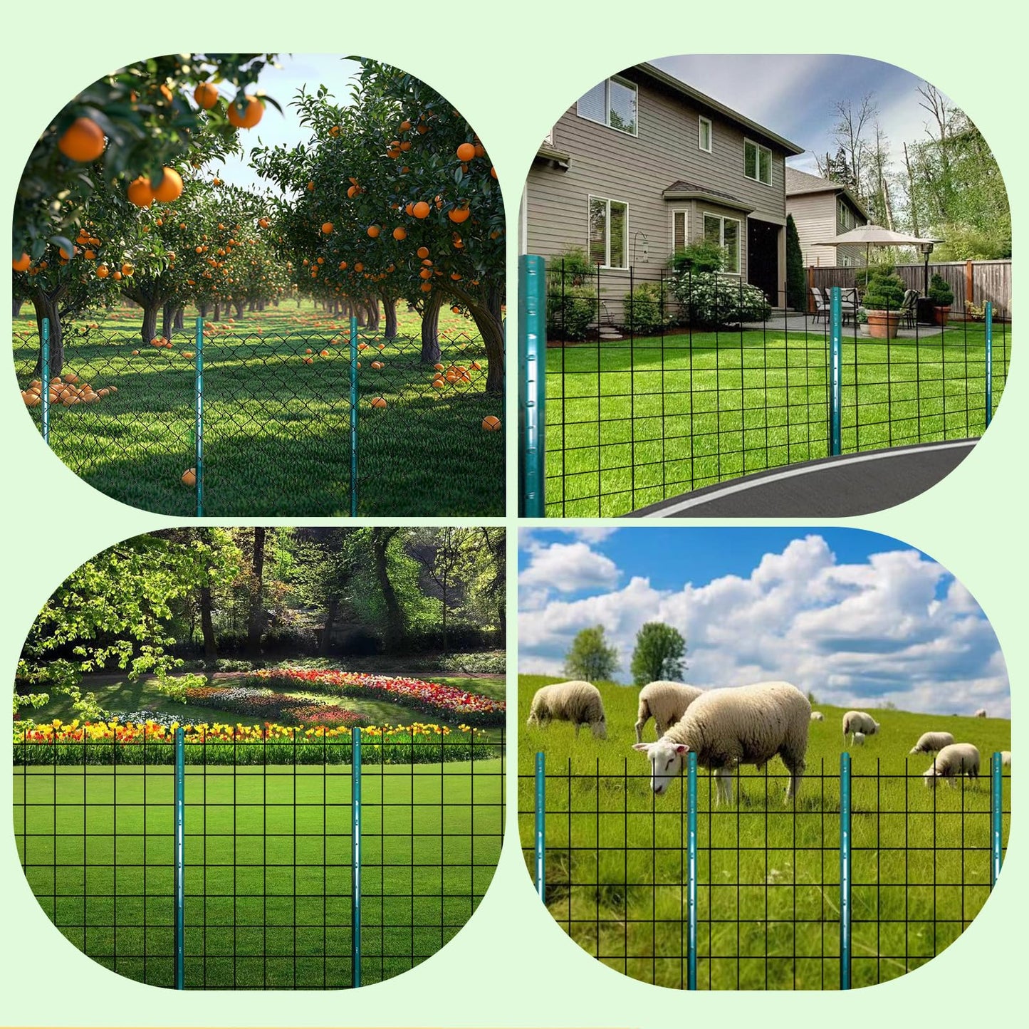 ARIFARO Fence Posts 4 Feet Sturdy Duty Metal Fence Post, Pack of 10, No Dig Garden U Post for Wire Fencing Steel Post for Yard, Outdoor Wire
