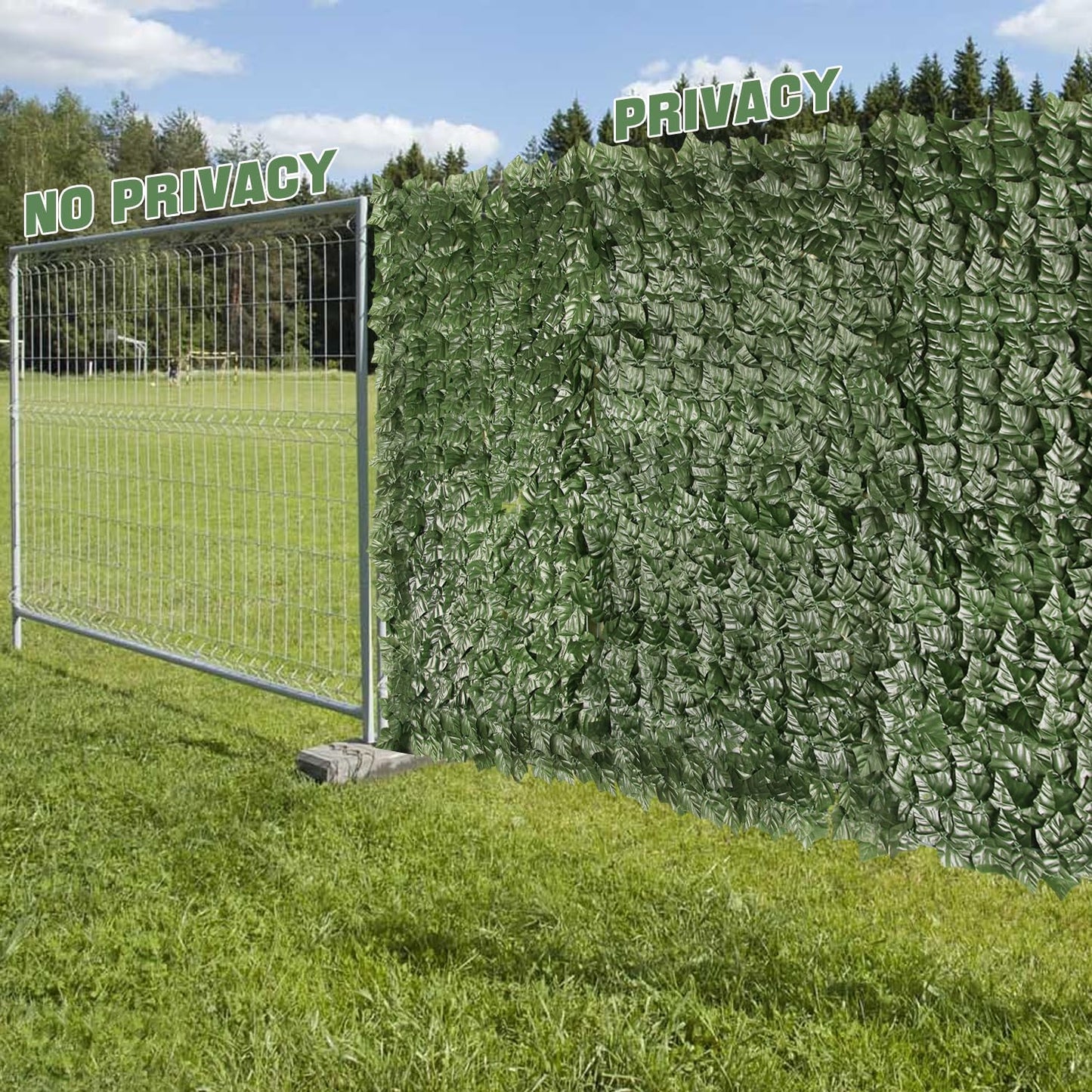 Artificial Ivy Fence Screening 5m x 1m, Green Fencing Hedge Roll Wall Privacy with 50 Green Cable Ties, Ivy Leaves Fence UV Fade Protected for Outdoor Garden Decor, Party, Wedding(39x118in)