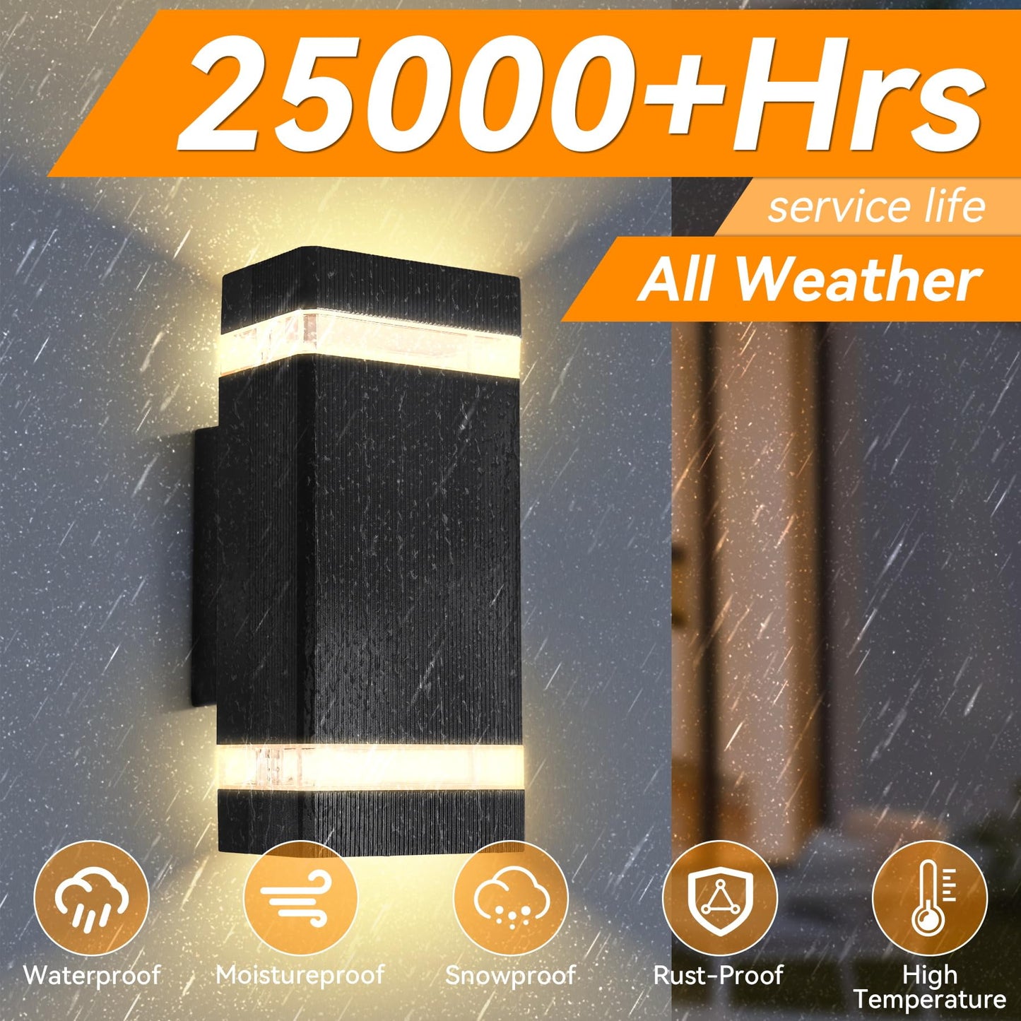 CANMEIJIA LED Wall Light, Outdoor Wall Lights Waterproof Outside Lights Porch Light Front Door Lamp Modern Aluminum Black 3000K Included 2 * 6W GU10 for Garden Hallway Bathroom etc