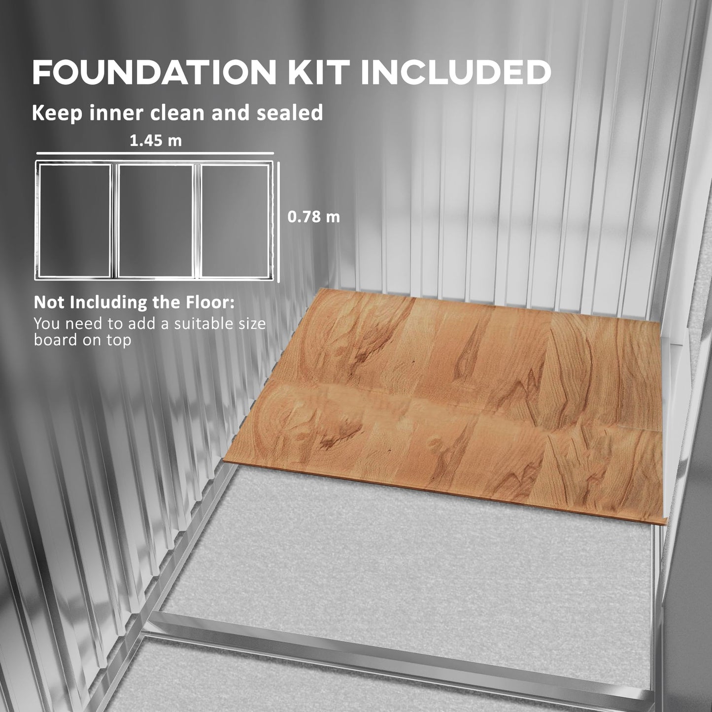 Outsunny 5x3ft Garden Shed, Steel Small Shed, Outdoor Lean-to Shed with Adjustable Shelf, Lock and Gloves for Patio, Garden, Dark Grey with Foundation Kit