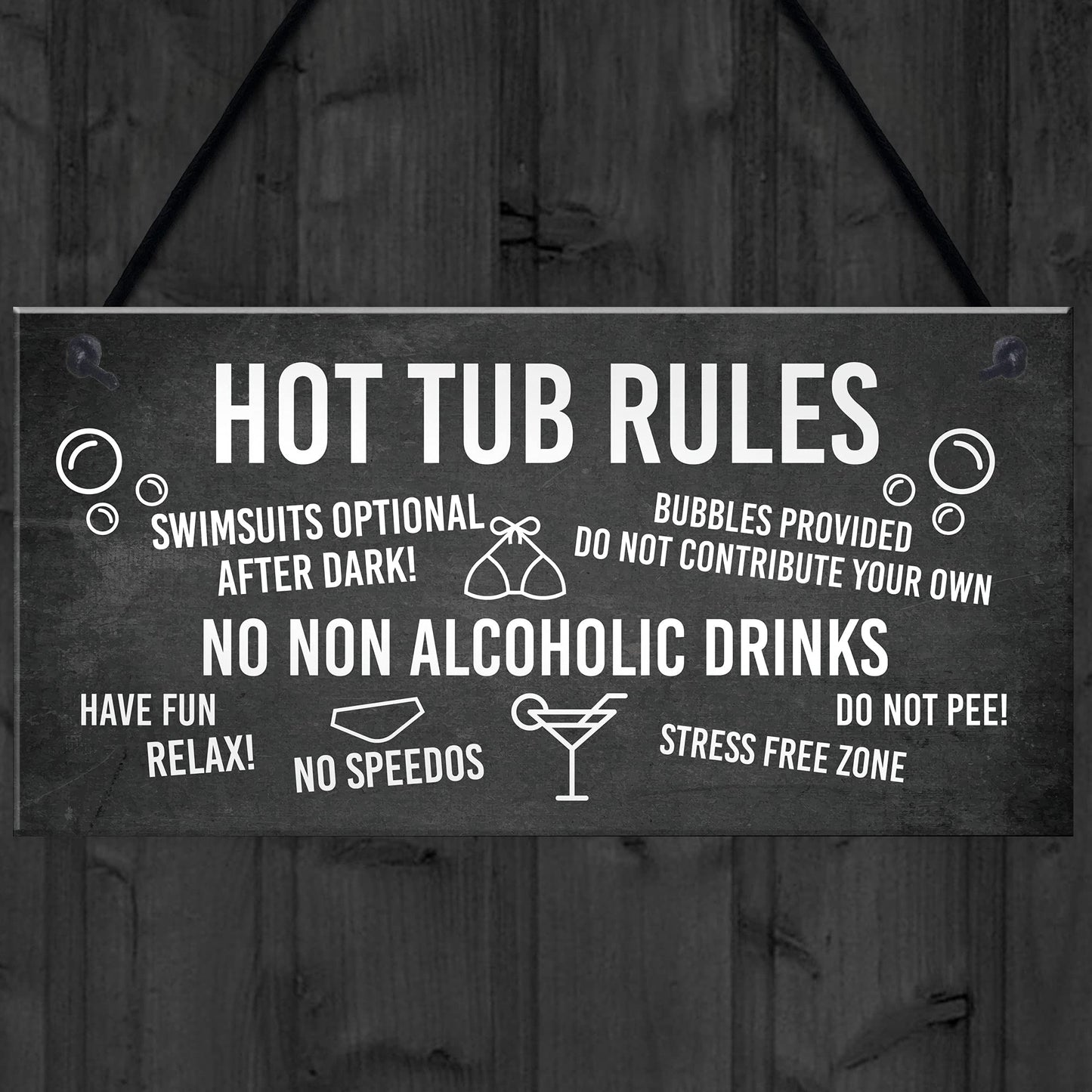 RED OCEAN Funny Hot Tub Rules Sign Perfect Hot Tub Accessories Garden Sign Home Gift