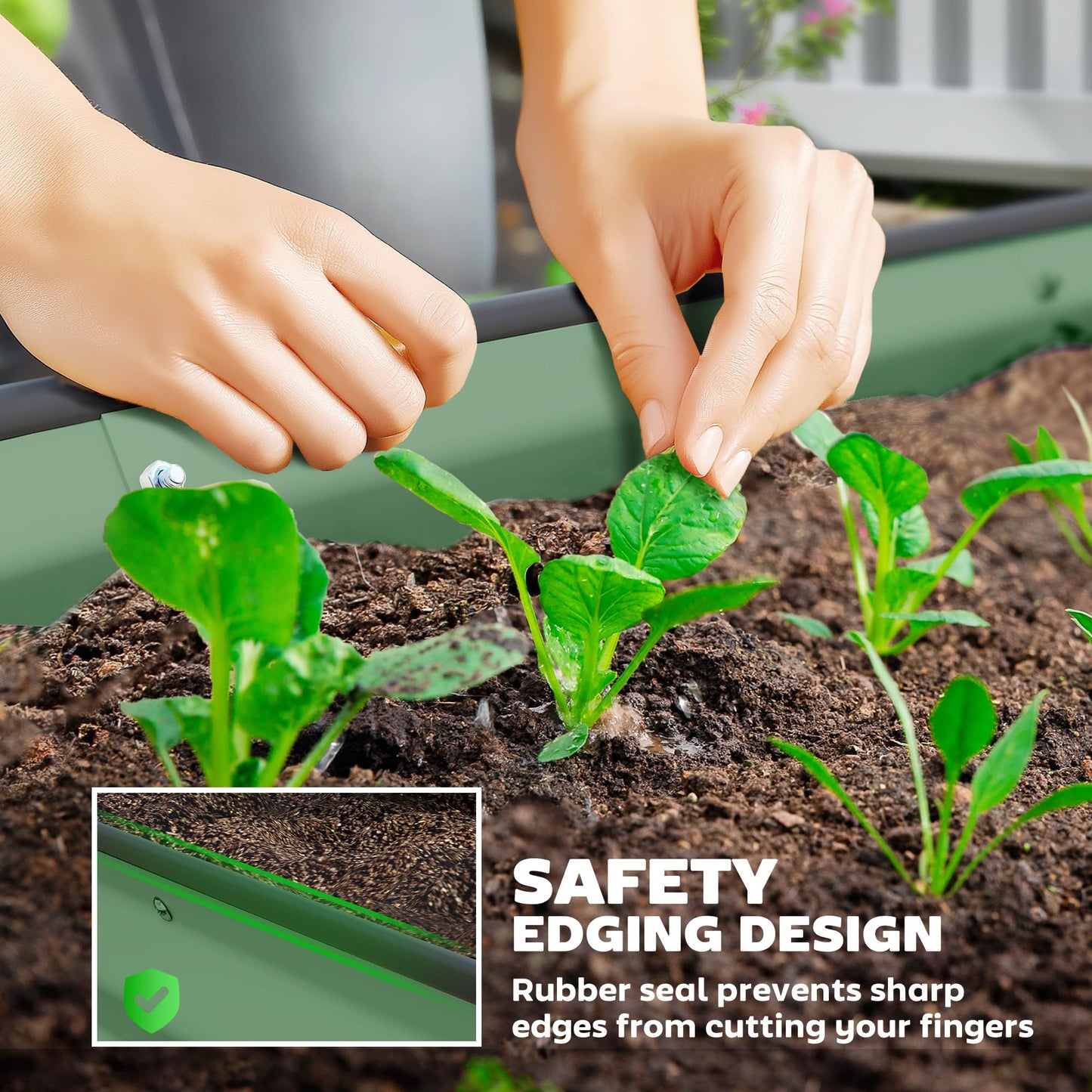 Outsunny Set of 2 Raised Beds for Garden, Outdoor Galvanised Planter Box with Plant Support Stakes, Rubber Strap Edging and Bottomless for Flower, Vegetable, 181 x 93 x 30 cm, Green