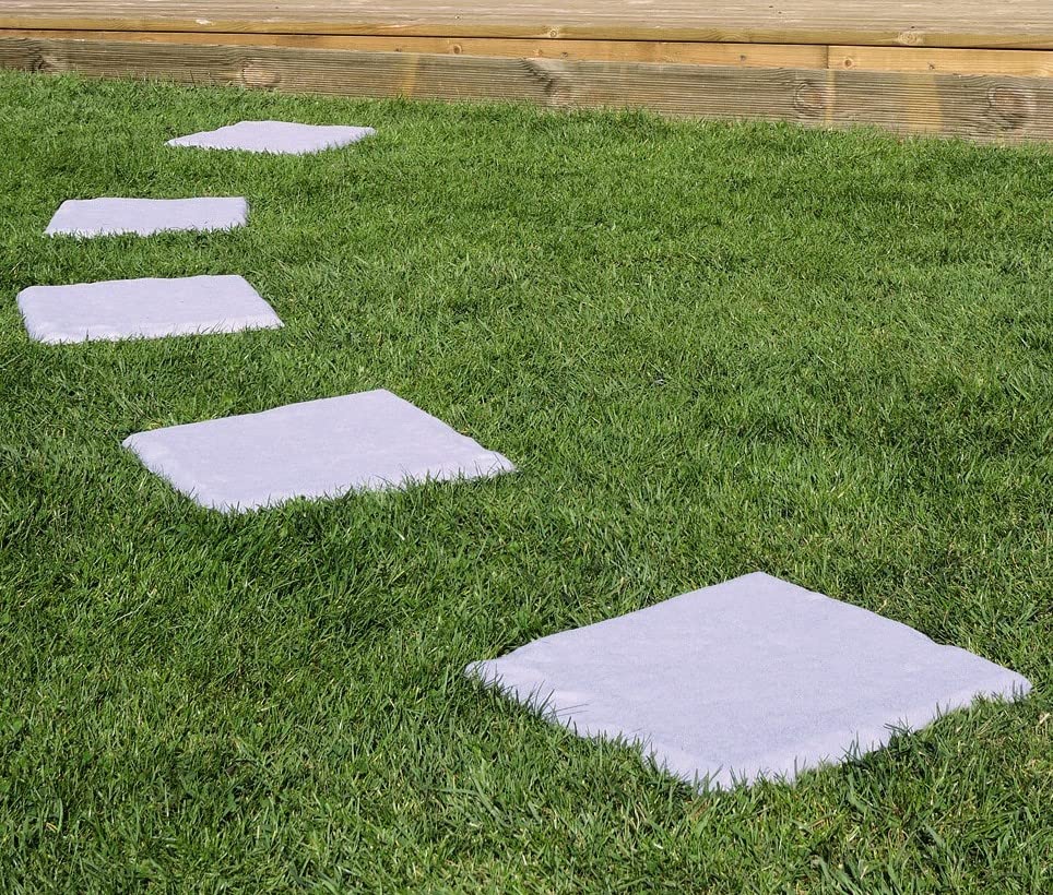 4 x Plastic Patio Stepping Stones – Easy To Install Lightweight Weatherproof Concrete Effect Anti-Slip Square Paving Slabs – Ideal for an Outdoor Garden Pathway or Patio, Each Measure 30 x 30cm