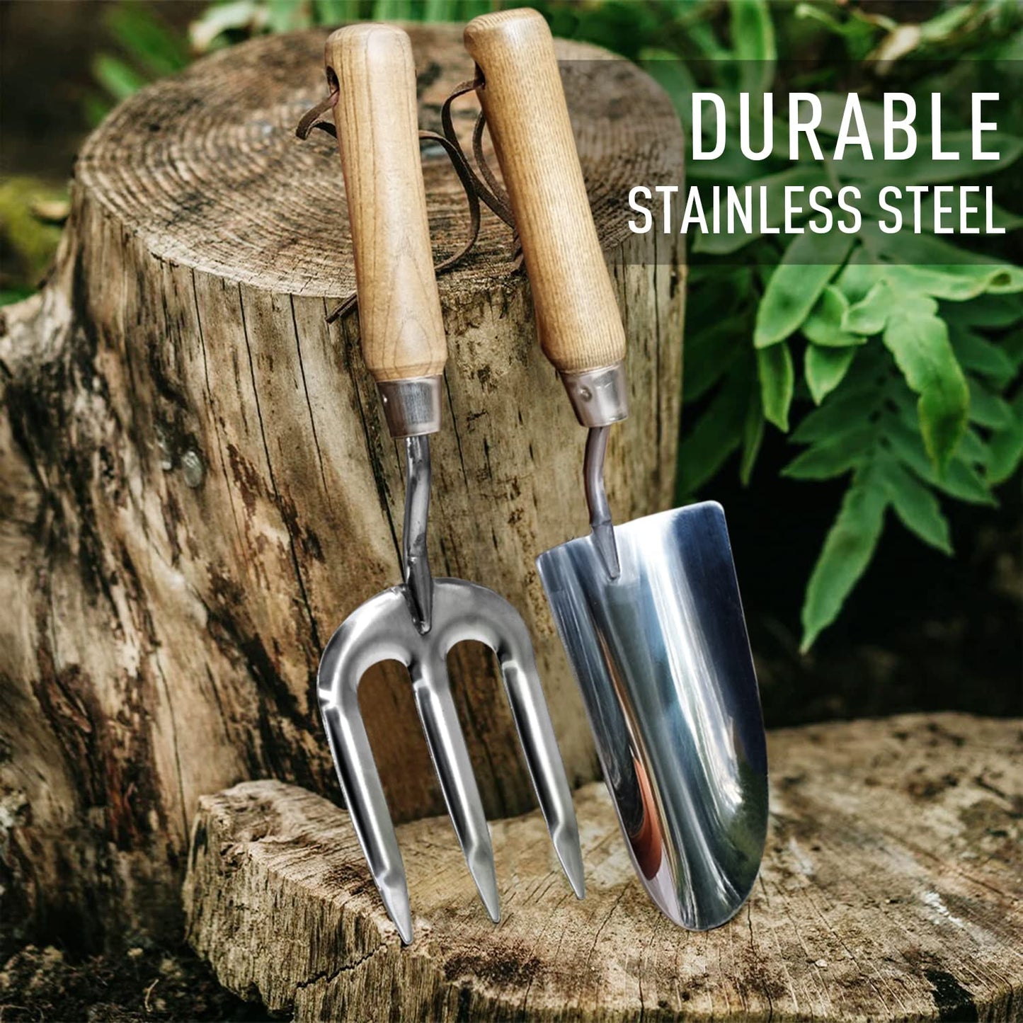 Jardineer Garden Tool Set, 4Pcs Gardening Tools Set Stainless Steel, Garden Hand Tools with Weatherproofed Wood Handles, Ideal Gardening Gift Set for Women Men