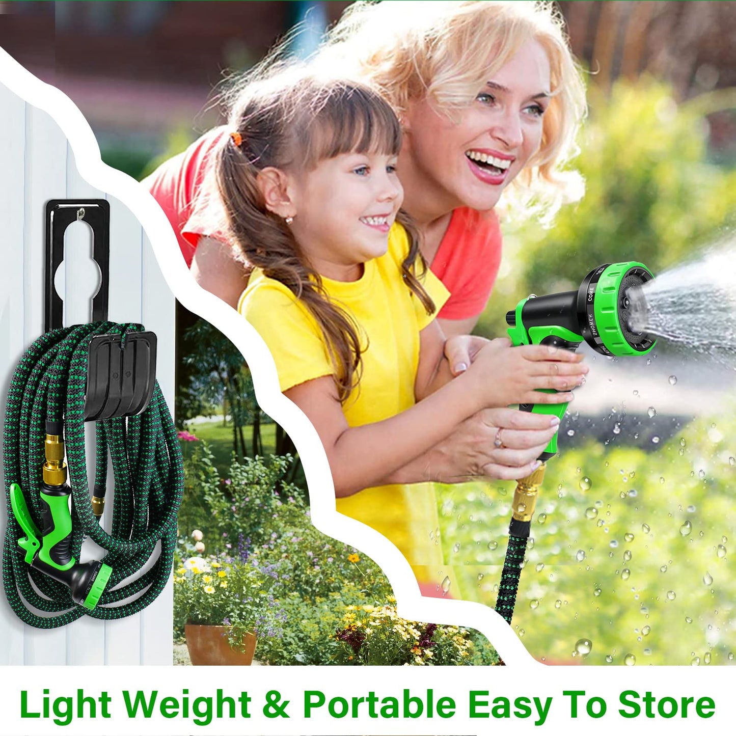 Garden Hose Expandable Garden Pipes-150FT Flexible Garden Hose Reels Including 10 Function Spray Gun Nozzle and Solid Brass Fittings,Magic Hosepipe for Gardening Patio Car Washing Pet Bathing (45M)