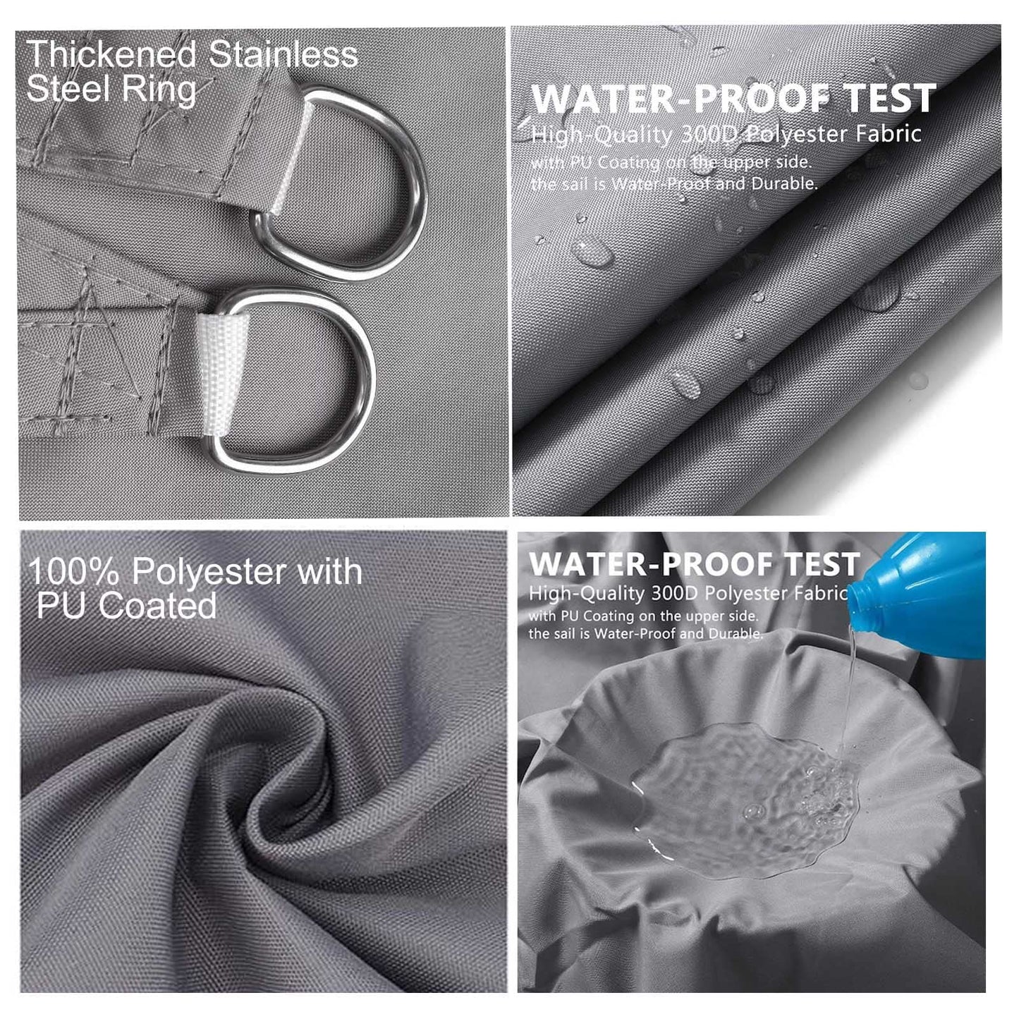 Sunal Sun Shade Sails 3m x 4m, Rectangle Waterproof Shade Sail for Garden, 98% UV Blocking Outdoor Sun Shade Shade Canopy with Free Rope for Outdoor Garden Pergola Patio Party Backyard Lawn, Grey