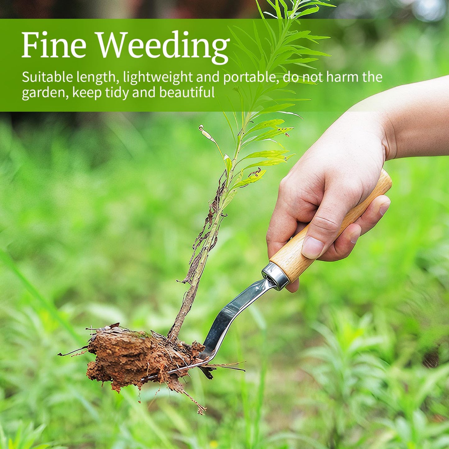 Weed Puller With V-Shape Fork Wood Handle Dandelion Removal Tool Stainless Steel Hand Weed Puller Manual Weed Removing Weeding Tools Weed Fork for Yard Gard Weeding Labour Day Thanksgiving Day