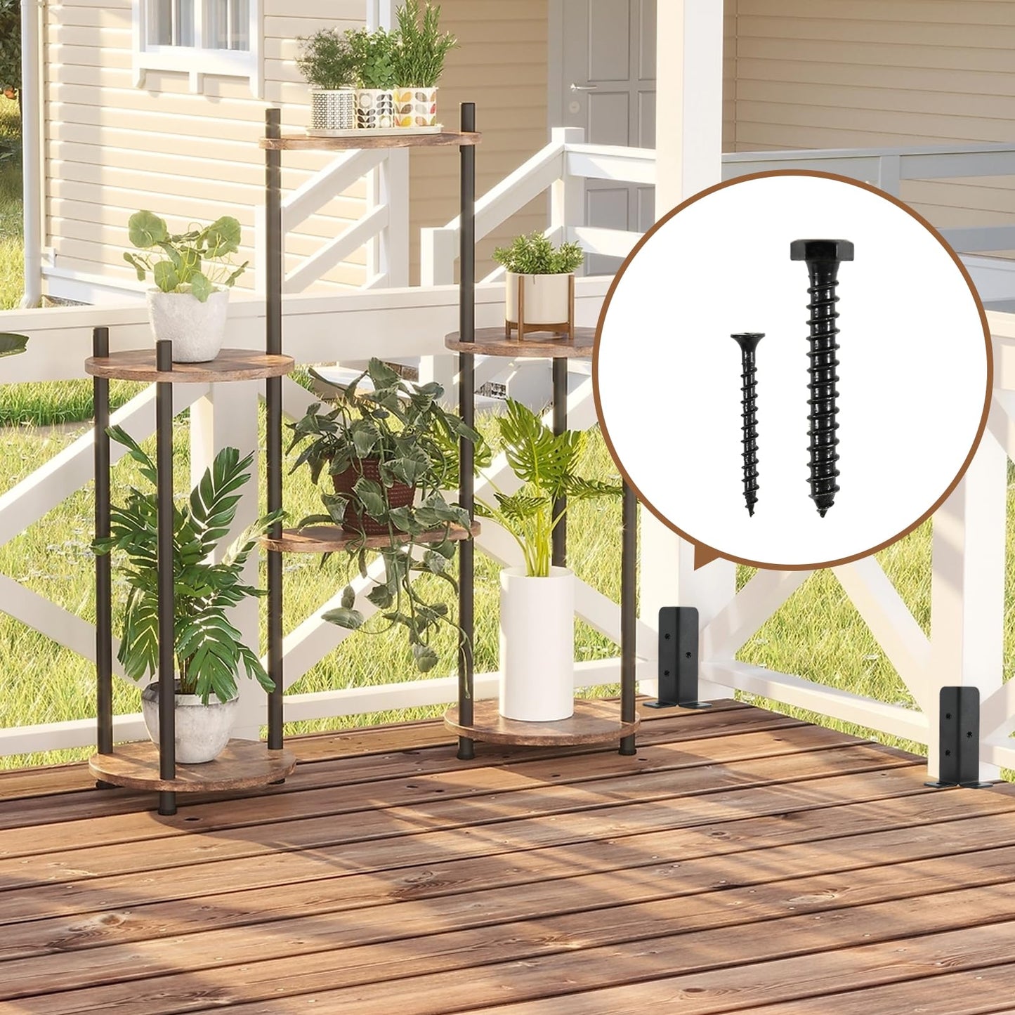 8 Pcs Fence Post Brackets, Metal Bolt Down Post Supports Adjustable Deck Post Anchor Brackets Fit 1.5x1.5,2x2,2x4,4x4 Post, Heavy Duty Fence Post Holder Support Base for Deck Railing Mailbox(2.8mm)