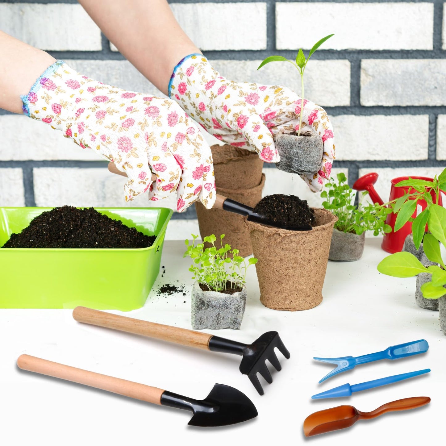 LANAFAY 12Pcs Mini Gardening Tools Set, Succulent Plants Tools Set, Gardening Transplanting Tools, Indoor Tiny Gardening Kit, House Plant Accessories Set for Indoor Miniature Fairy Garden Plant Care