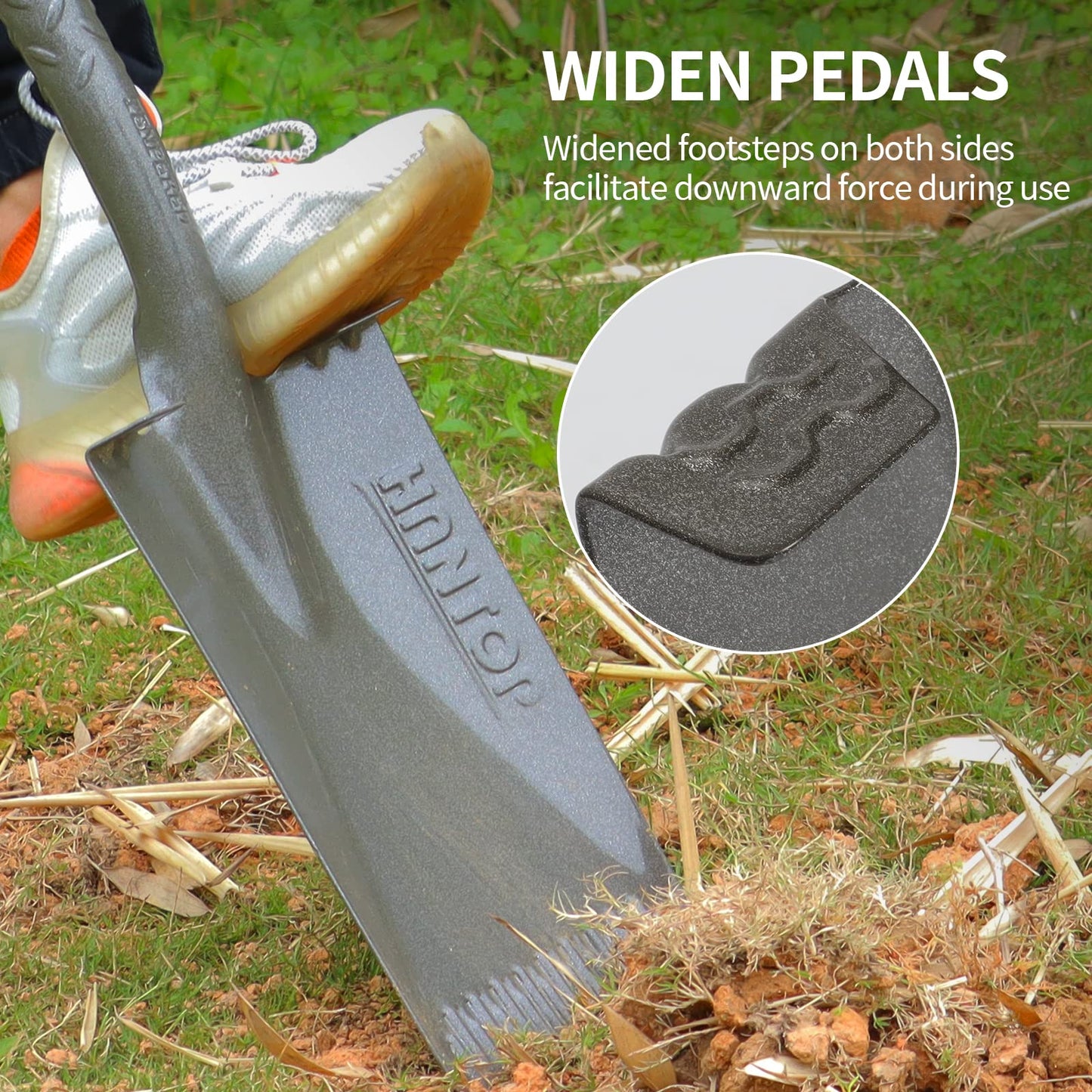 HANTOP Flat Shovel Garden Spade Shovel Trenching Shovel Square Point Shovel for Digging Gardening Planting Edging, 43 inches