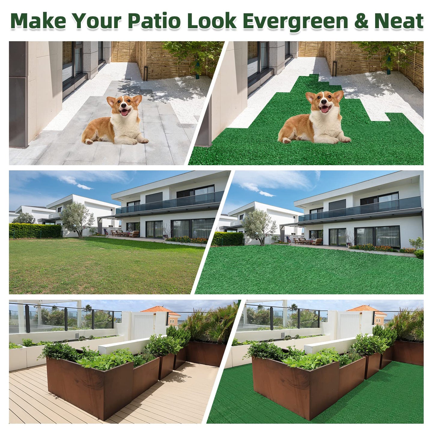 1x4m Army Green Artificial Grass Turf with Natural Looking, 10mm Super Dense Synthetic Fake Grass Rug Mat for Pet Porch Indoor Outdoor Greenery Garden Terrace Playground-Get Your Dream Lawn Now