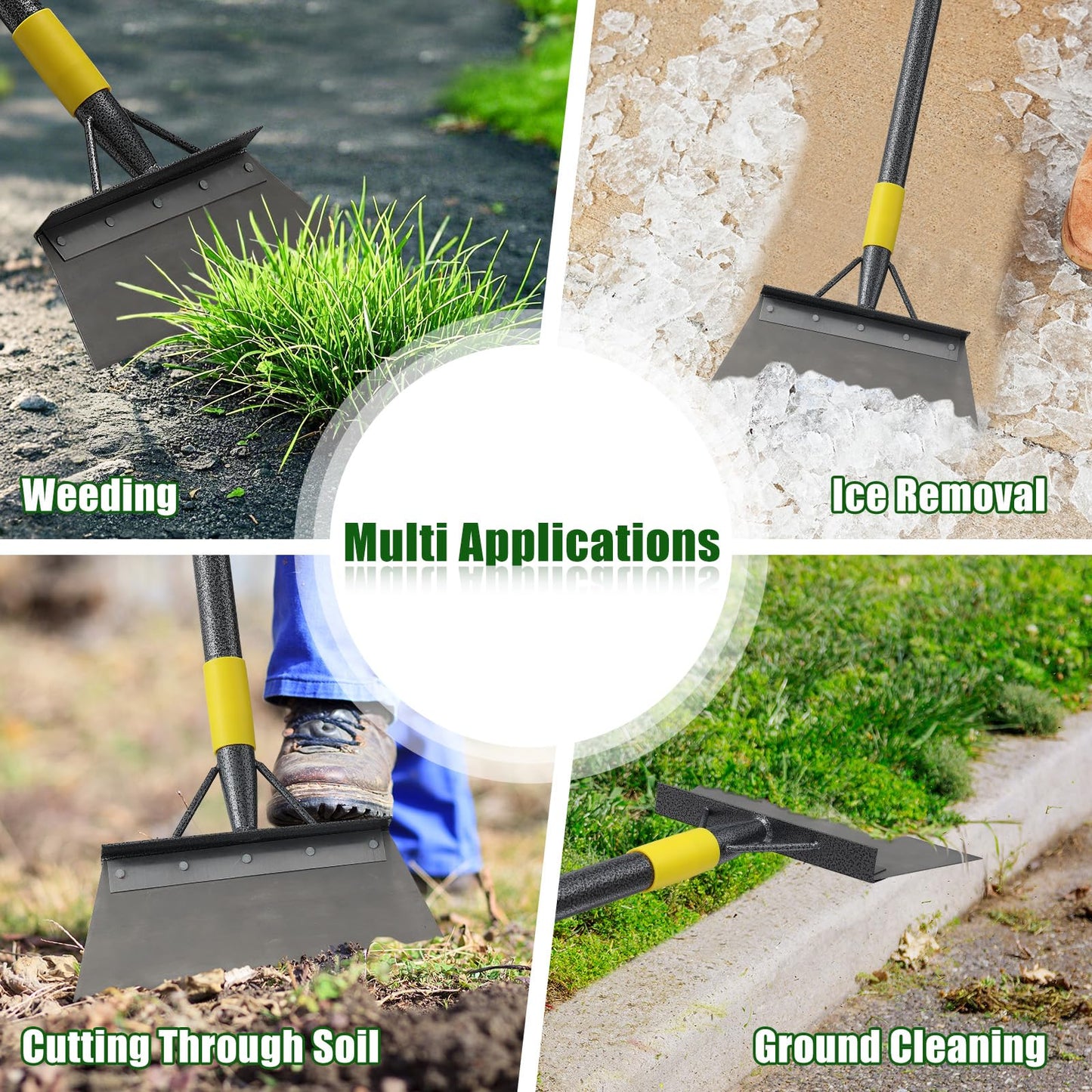 Garden Shovel Tool, 152 cm Long Multifunctional Garden Cleaning Shovel, Heavy Duty Floor Scraper Long Handle,Metal Weeding Scraper for Lawn Edging, Snow Ice Removal Tool